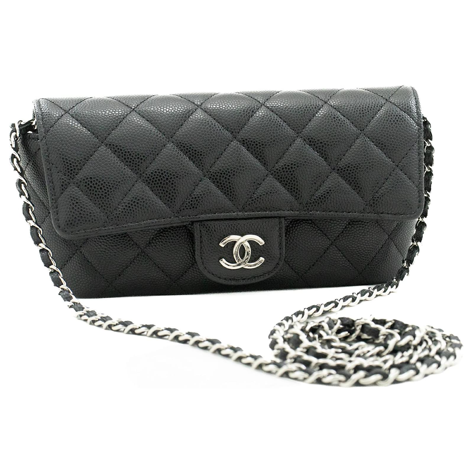 Handbags Chanel Chanel Flap Phone Holder with Chain Bag Black Crossbody Clutch