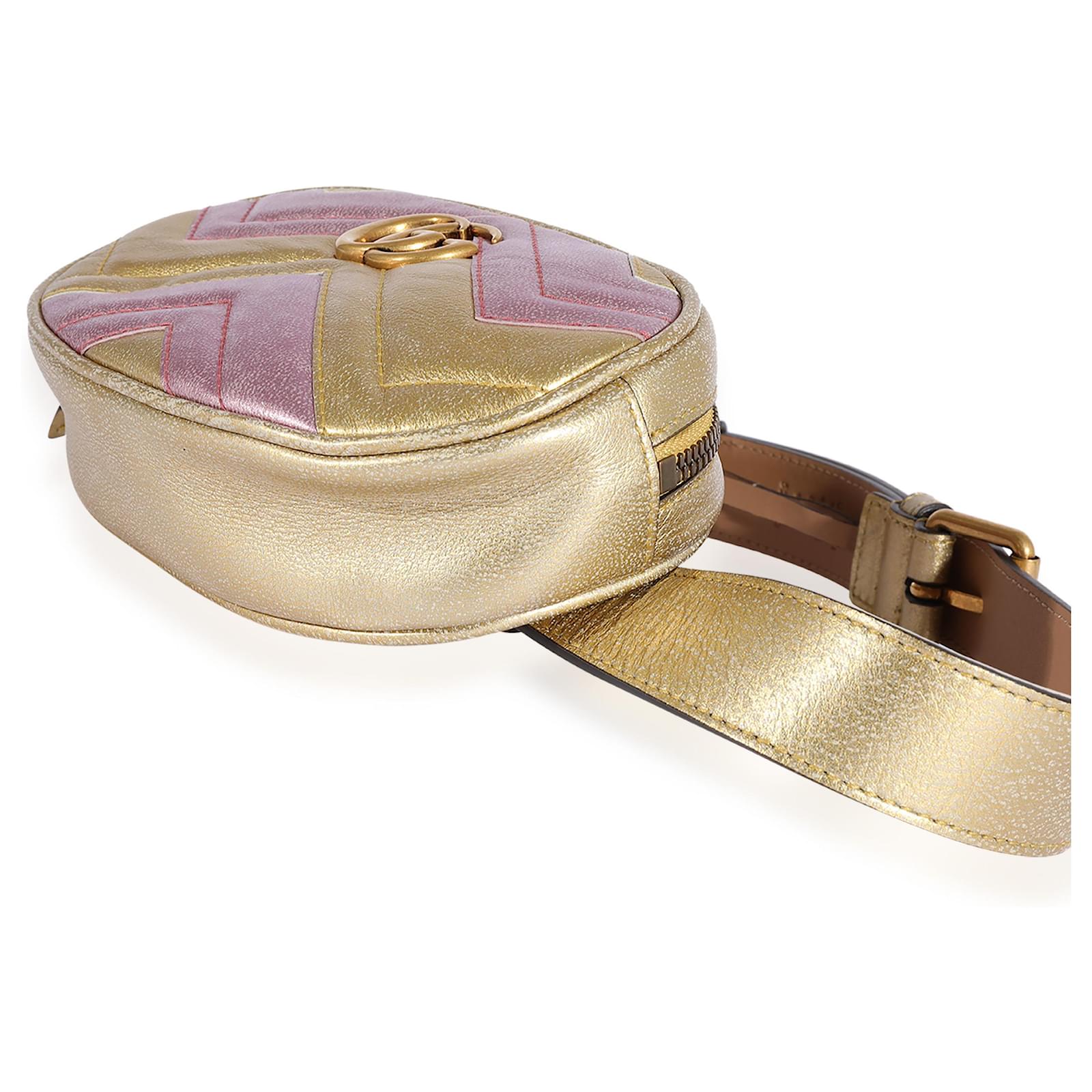 Gucci Marmont Matelasse Metallic Calfskin Leather Belt Bag