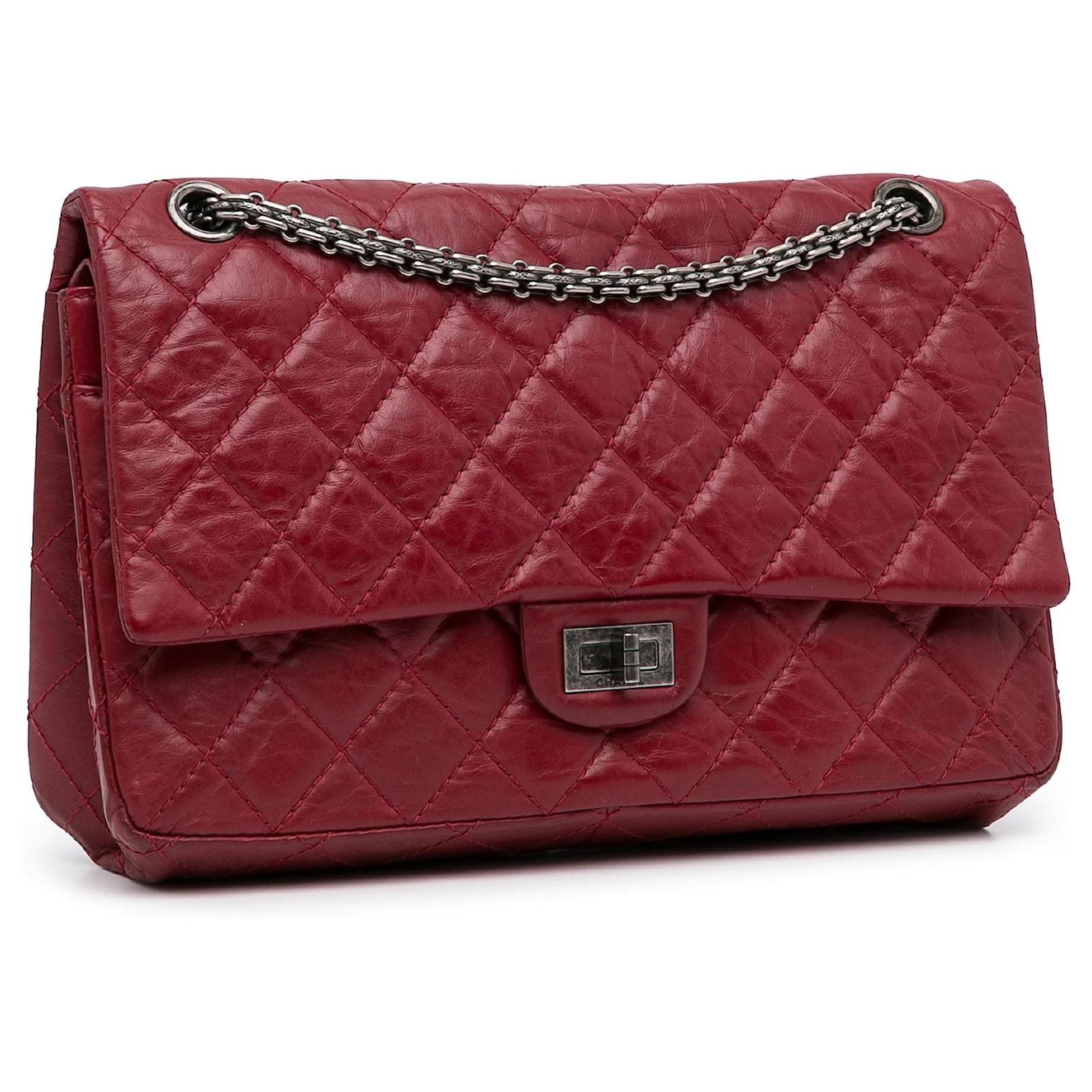 Chanel Red 2.55 Reissue 227 Double Flap Bag Leather Pony-style