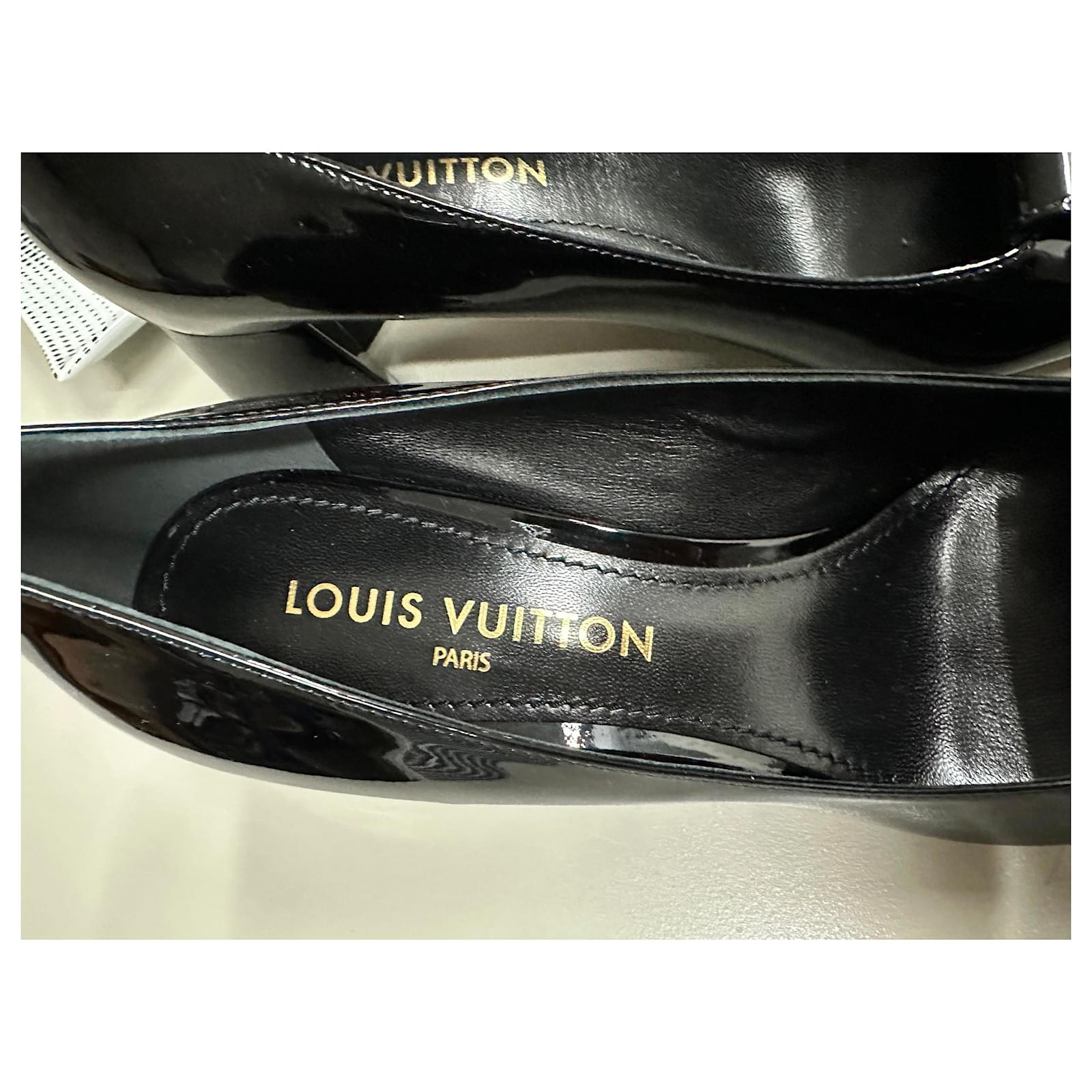 Louis Vuitton LV Women Shake Slingback Pump Black Patent Calf Leather  Lambskin 9.5 Cm Heel - LULUX