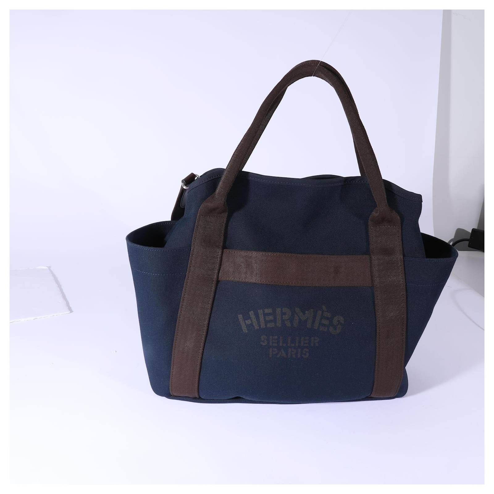 Hermes Tote Sac de Pansage The Grooming Bag Navy / Feu