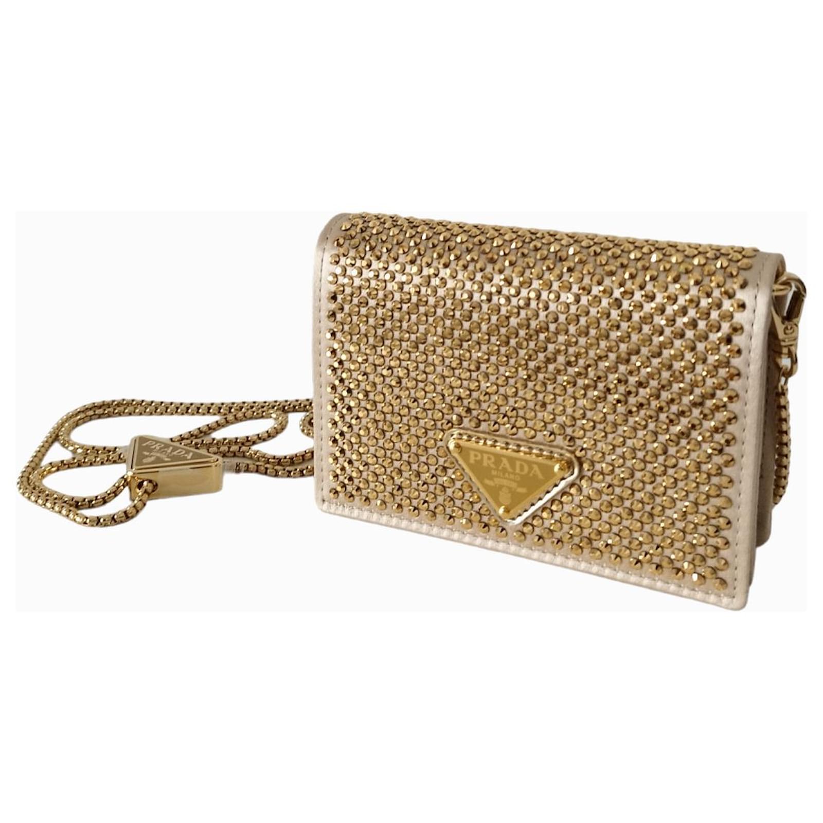 Prada Crystal Card Holder with Chain - Yellow Mini Bags, Handbags