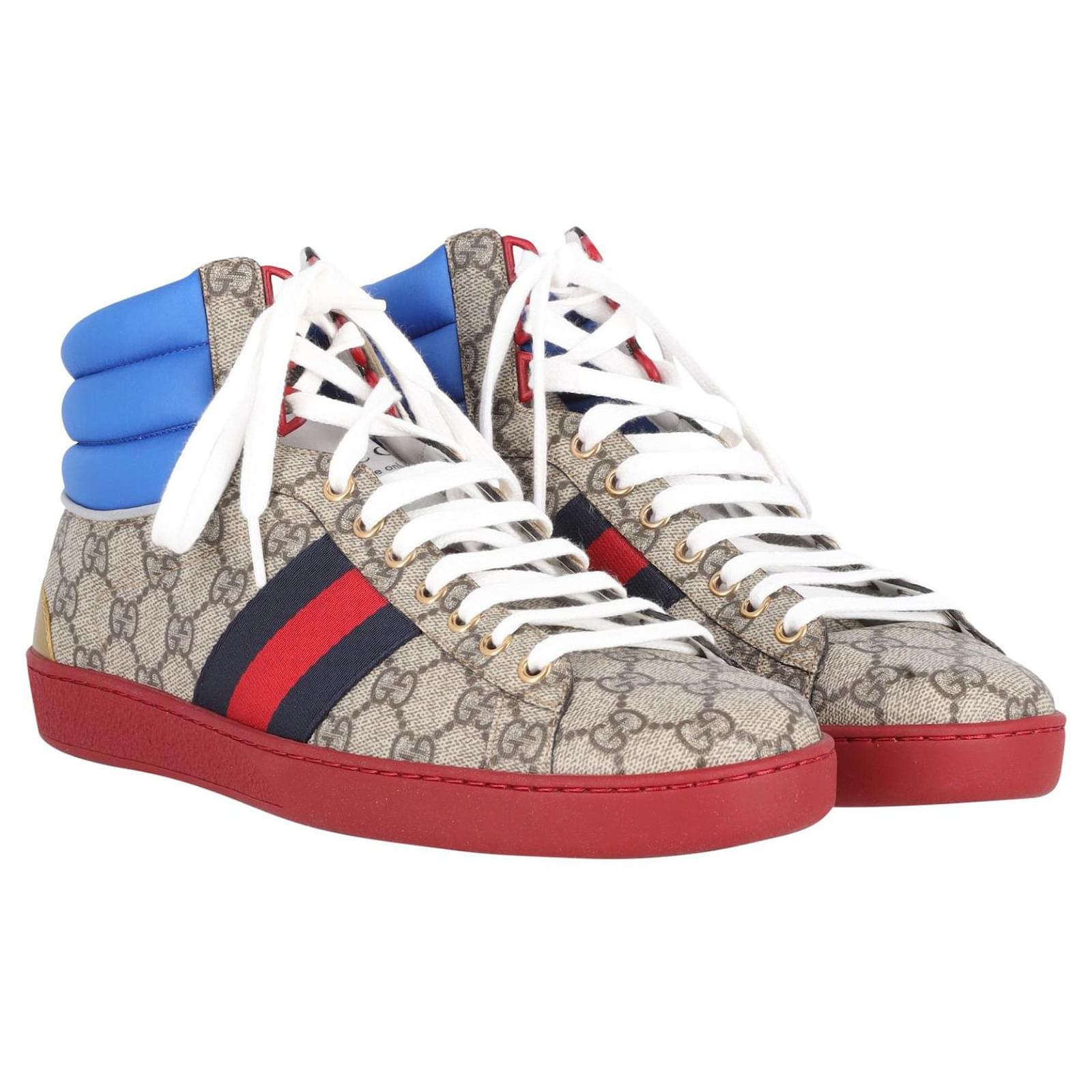 GG Canvas High Top Sneakers in Beige - Gucci