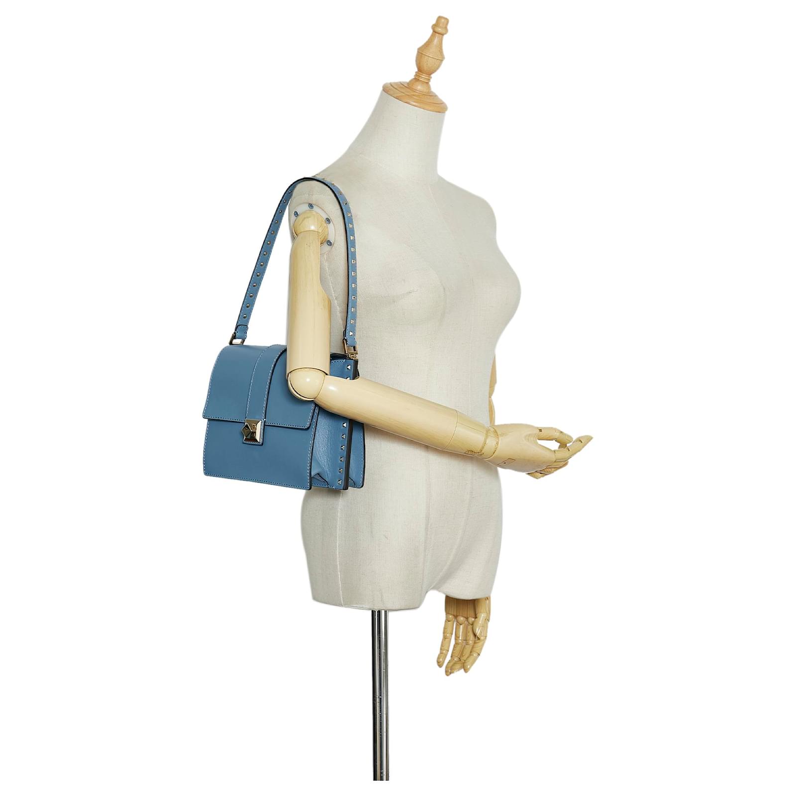 Valentino Blue Rockstud Flap Shoulder Bag Leather Pony-style calfskin  ref.936879 - Joli Closet