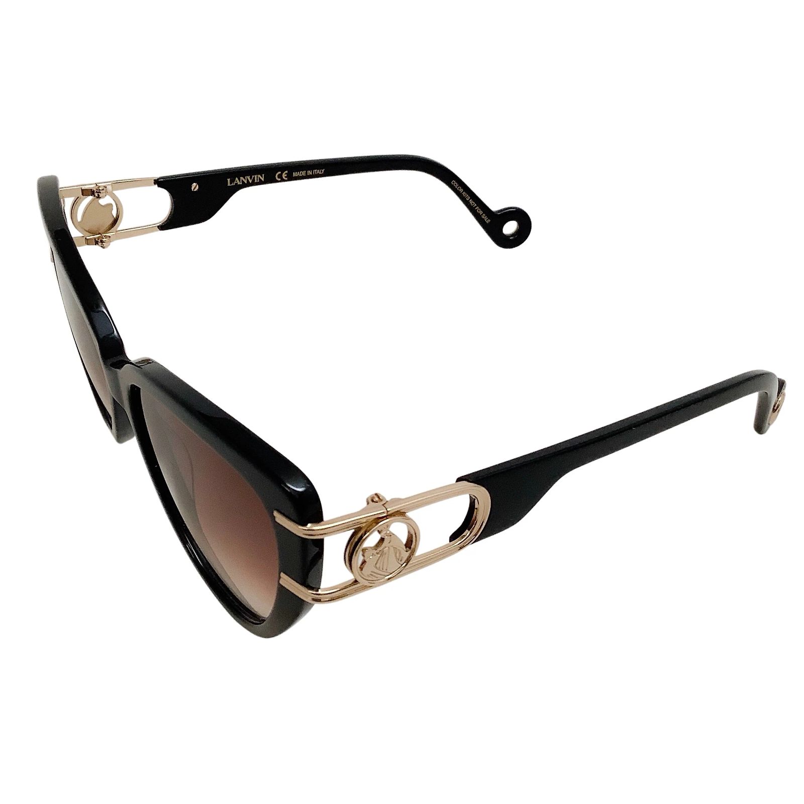 Lanvin Black with Gold Logo Arms Sunglasses Black Lanvin Signature Sunglasses | Lanvin main image 2