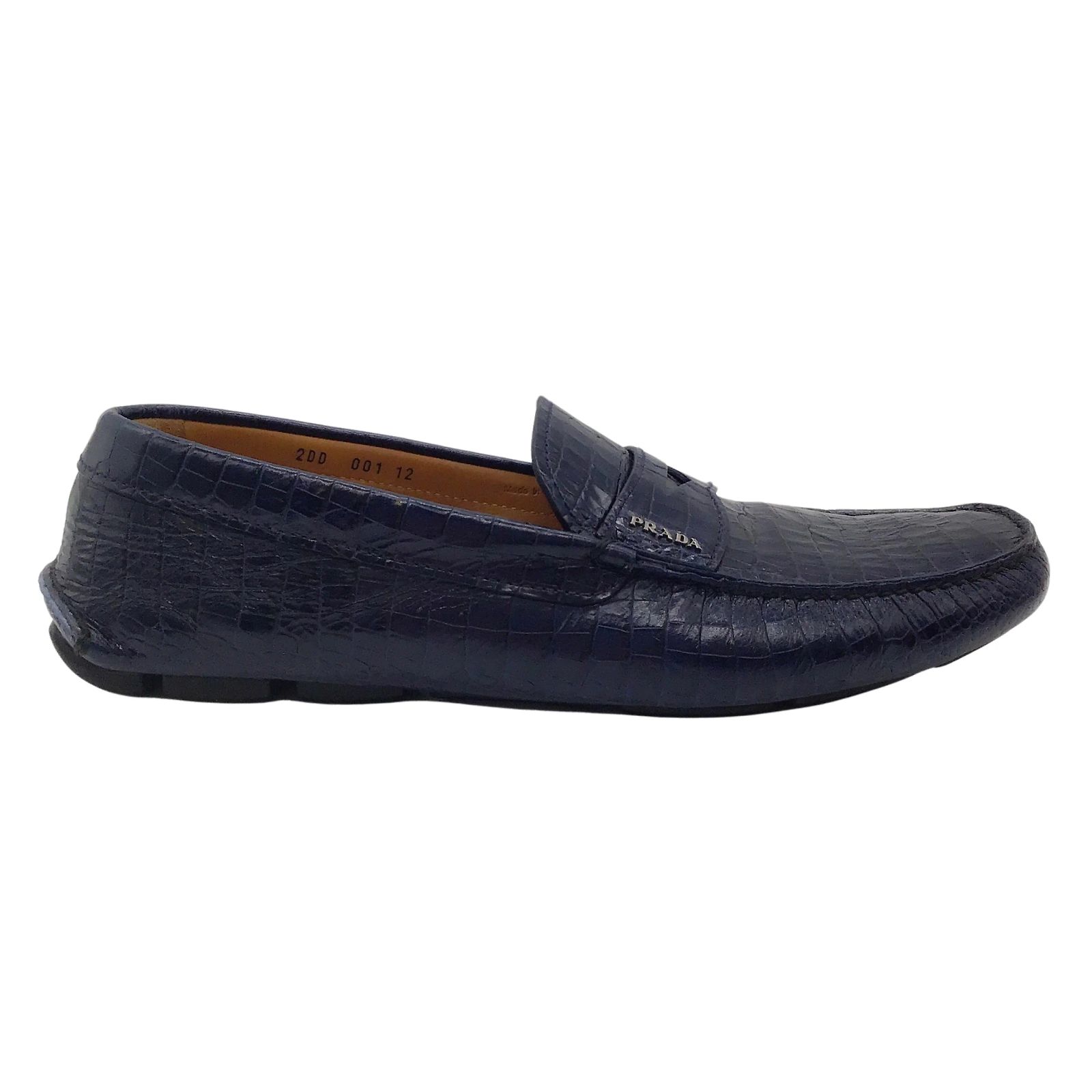 Men’s royal blue Prada crocodile style loafers! Prada Men main image 2