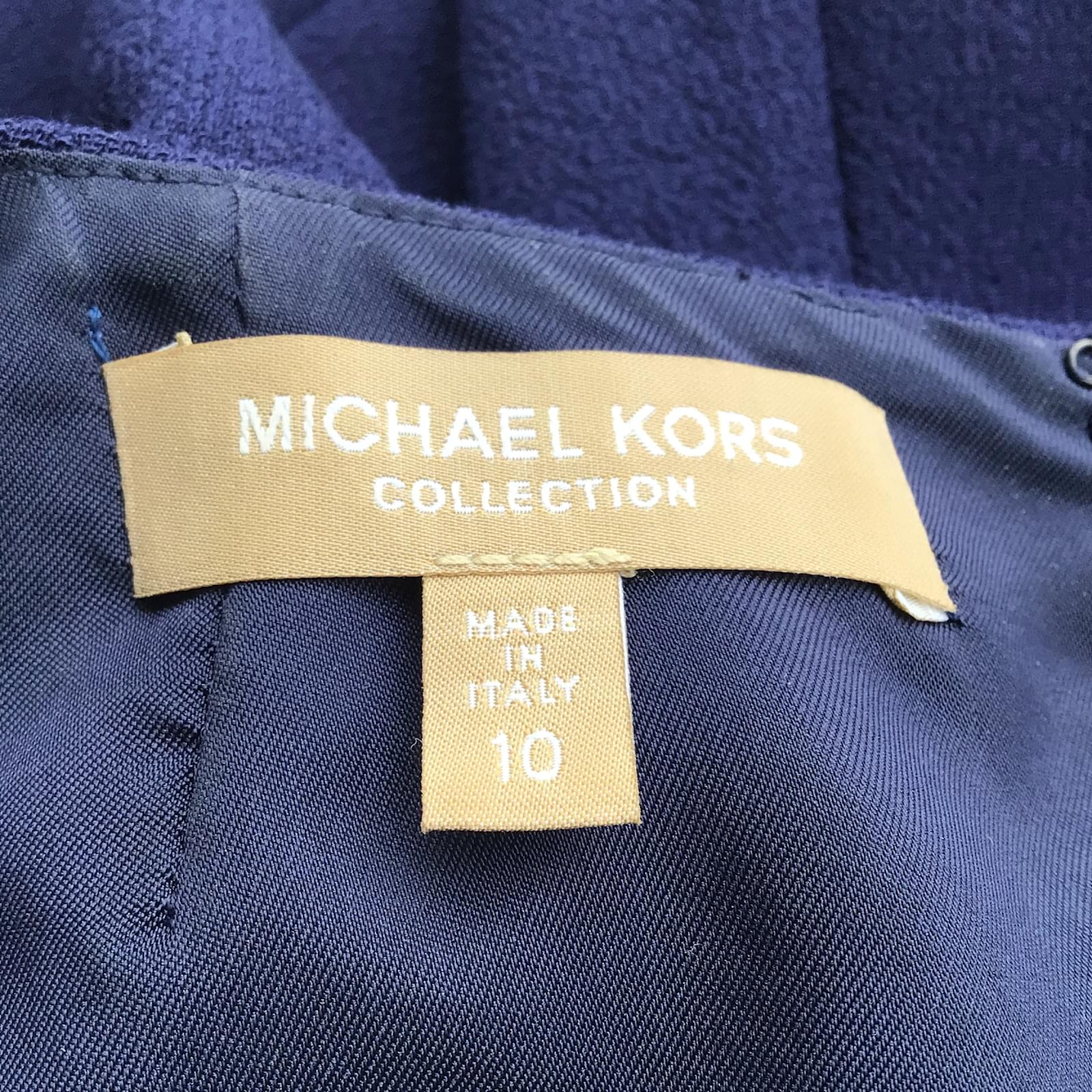 slim fit dress slacks NEW Michael Kors Blue Chiffon Cold Shoulder Gold Shimmer Dress