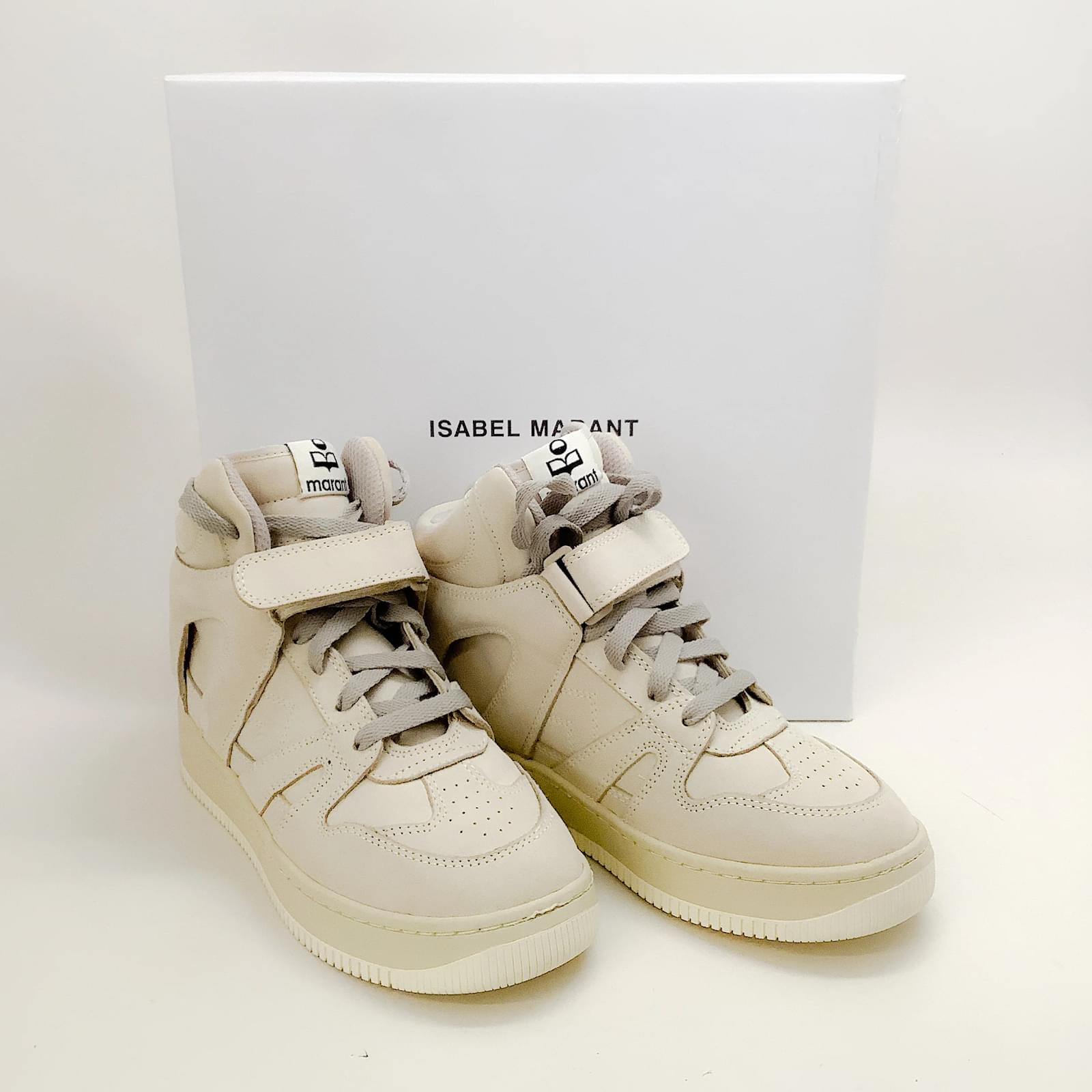 Isabel Marant Chalk Velvet Leather Brooklee Sneakers Beige ref.938716 -  Joli Closet