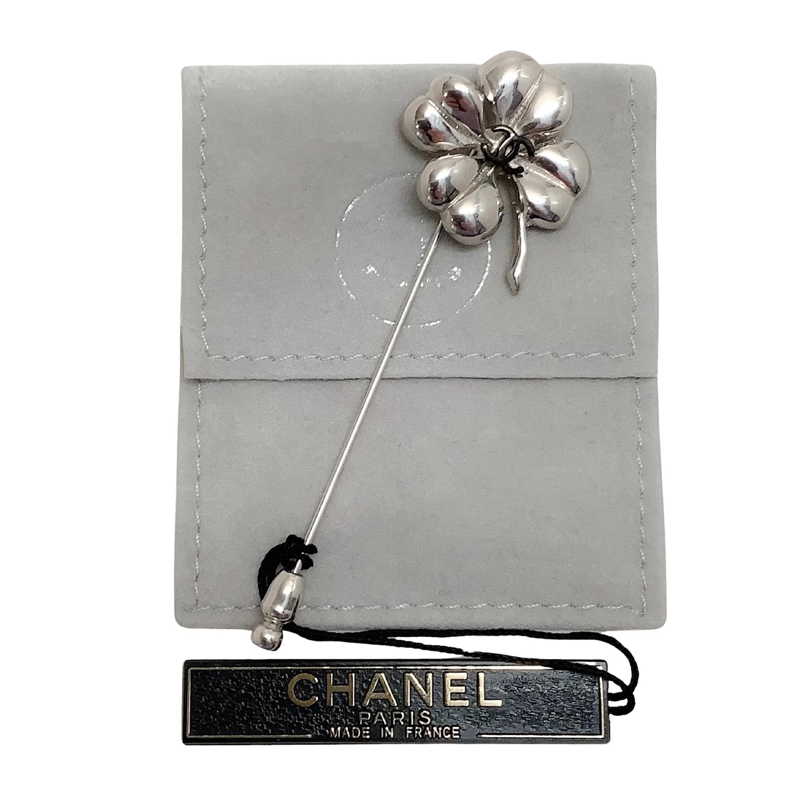 Pins & Brooches Chanel Chanel 2009 Sterling Silver Clover Stick Pin
