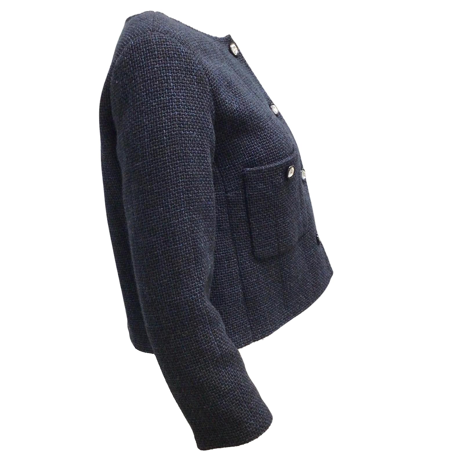 9420 Blue Classic Lapel Short Sleeve Jacket
