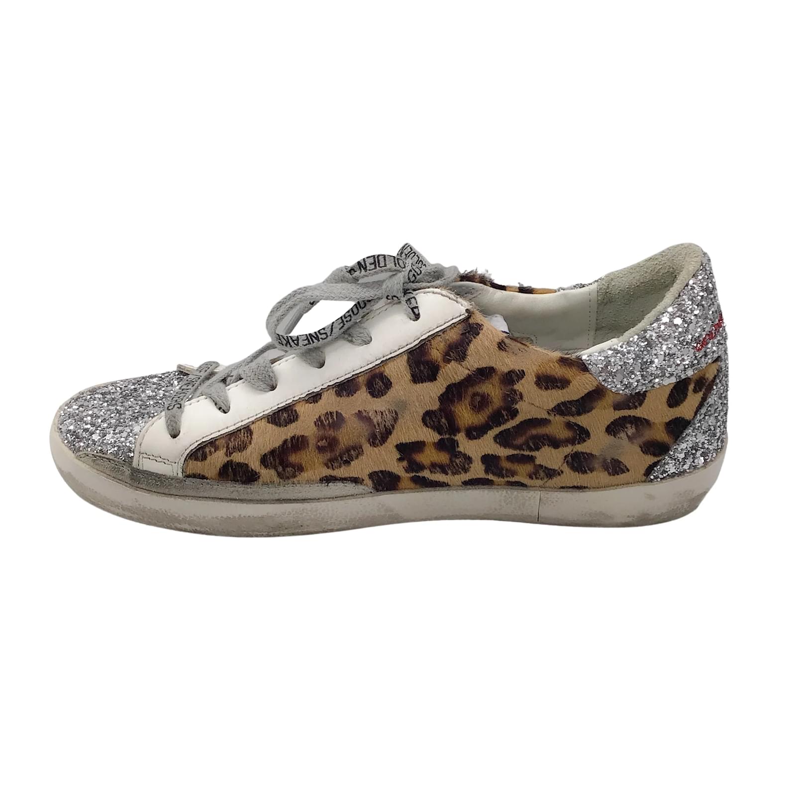 【関税&送料込】Golden Goose Deluxe Brand Printed Calf Hair GOLDEN GOOSE Soul-Star distressed leather-trimmed leopard