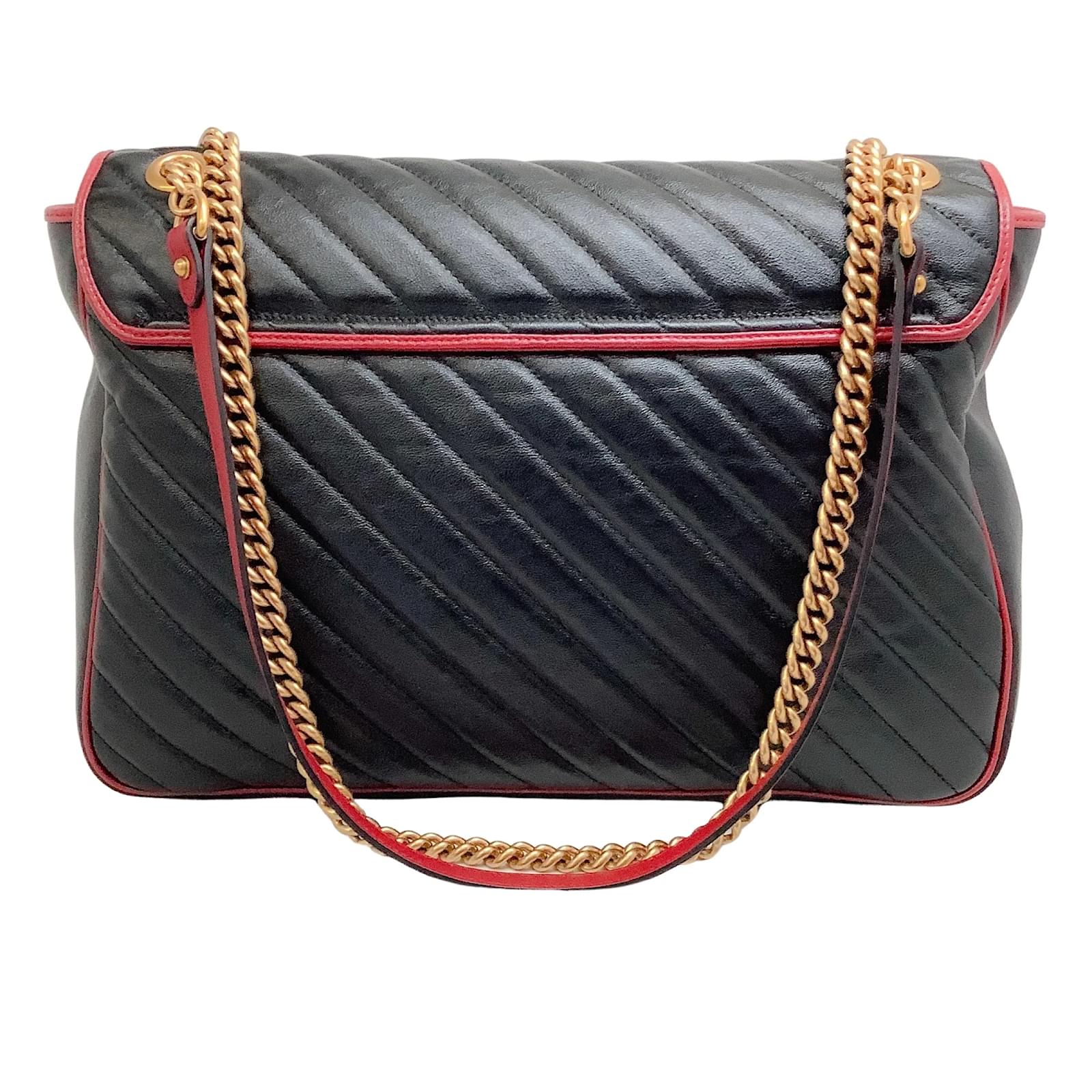 Gucci Black Quilted Leather And Imitation Pearl Marmont Bag Gold