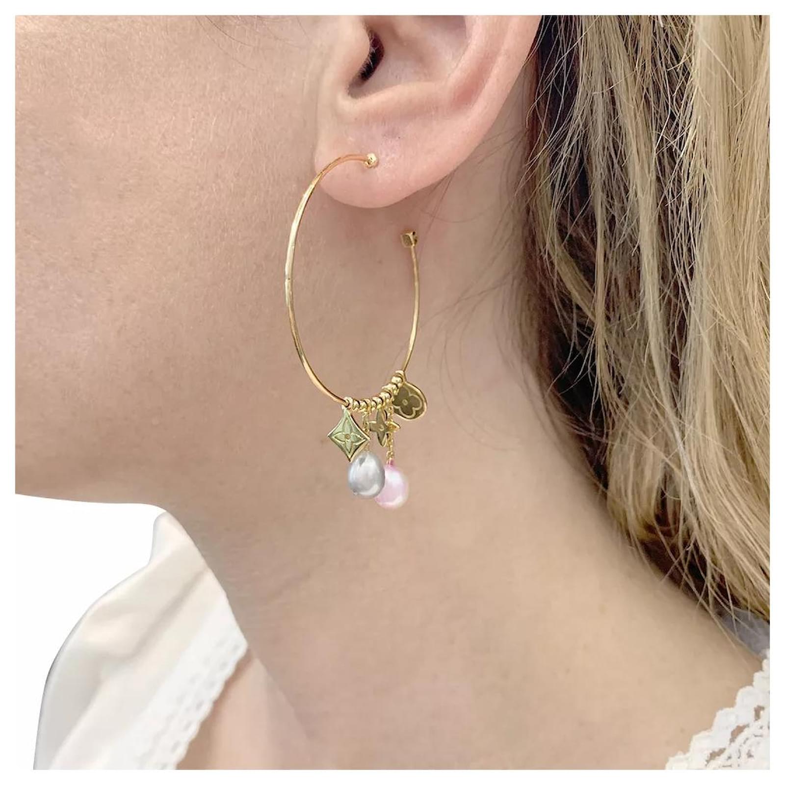 Louis Vuitton Monogram Pearl Yellow Gold Hoop Earrings at 1stDibs  louis  vuitton hoop earrings, lv gold hoop earrings, louis vutton hoop earrings