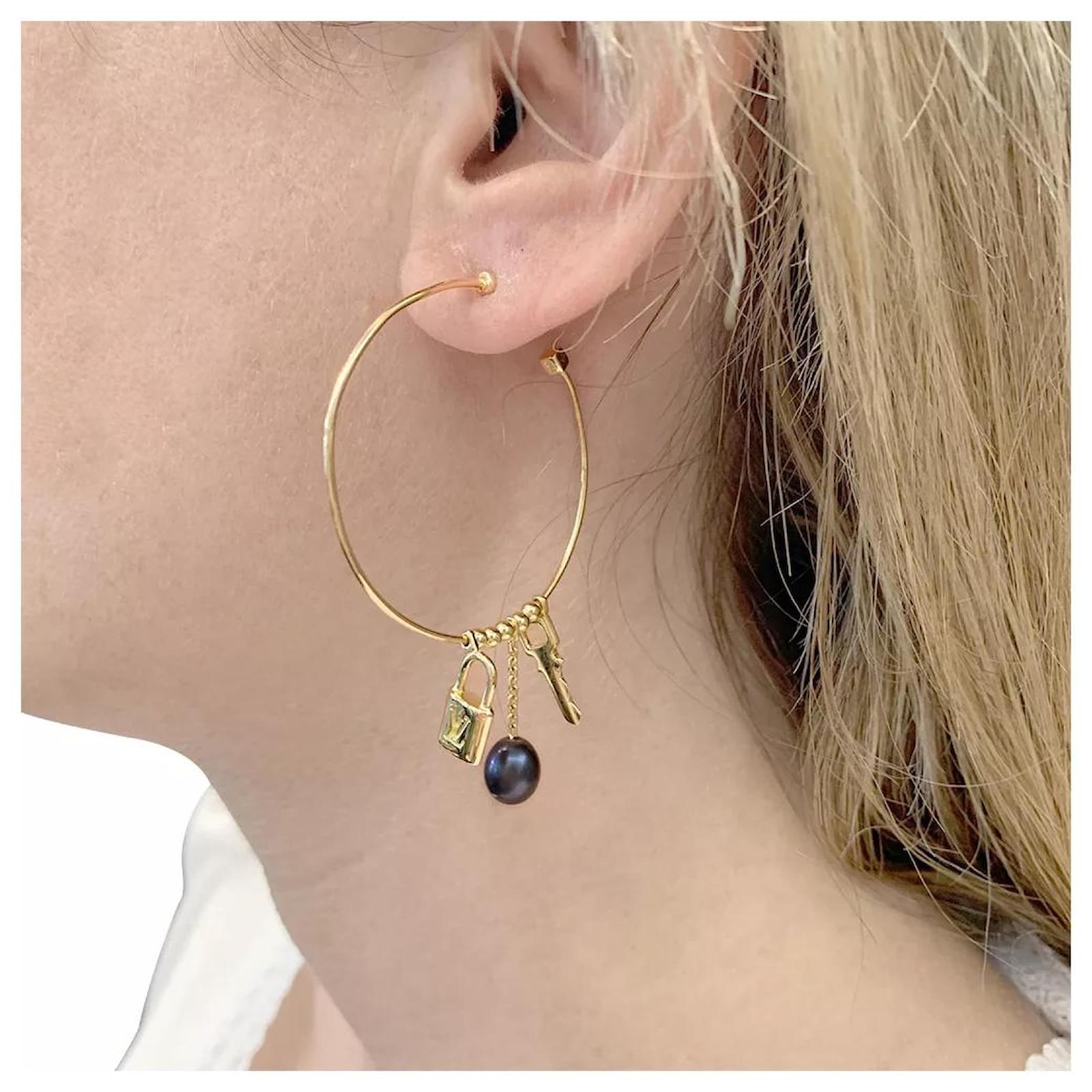 Louis Vuitton Monogram Pearl Yellow Gold Hoop Earrings at 1stDibs  louis  vuitton hoop earrings, lv gold hoop earrings, louis vutton hoop earrings