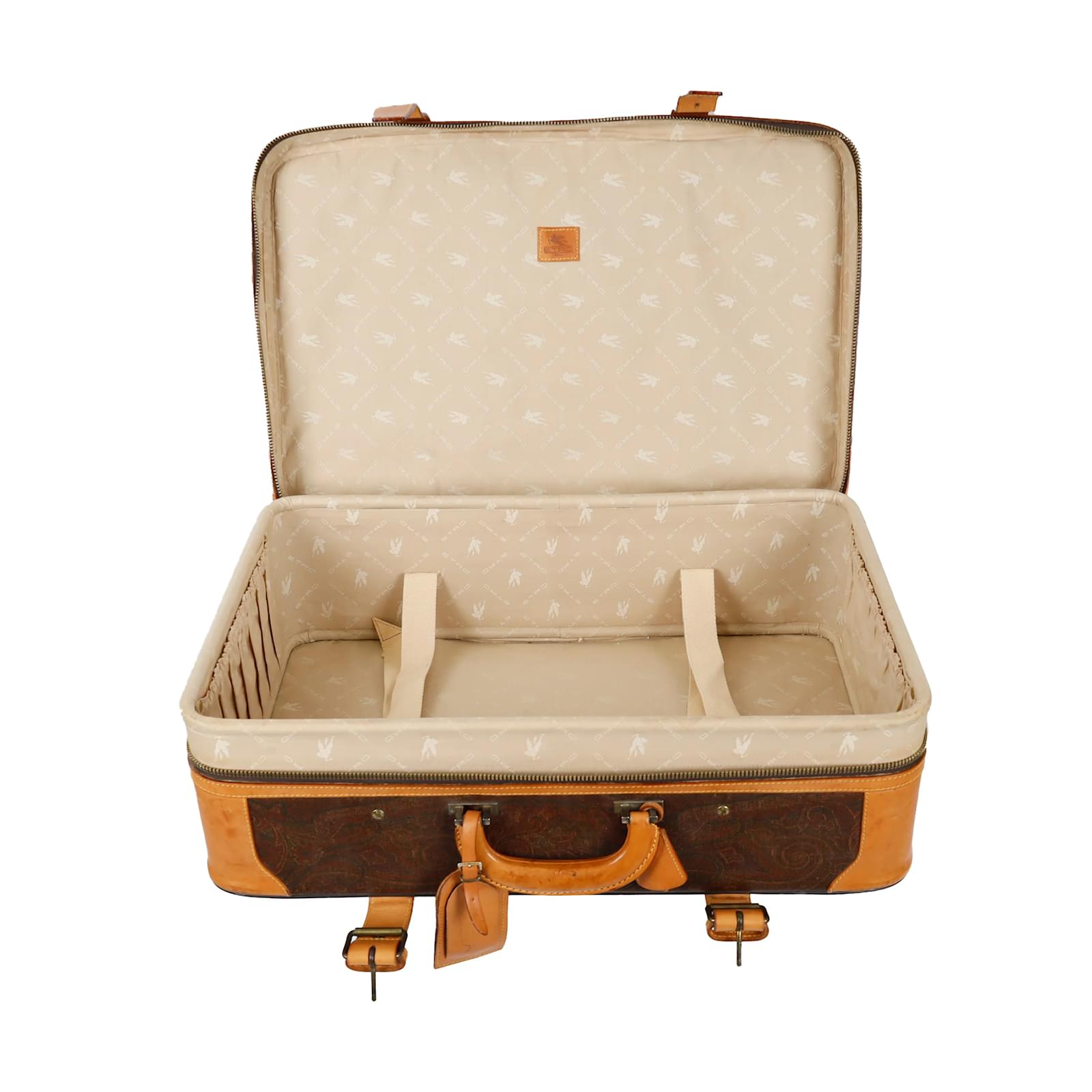 Etro Paisley Printed Luggage Brown Leather ref.941091 - Joli Closet