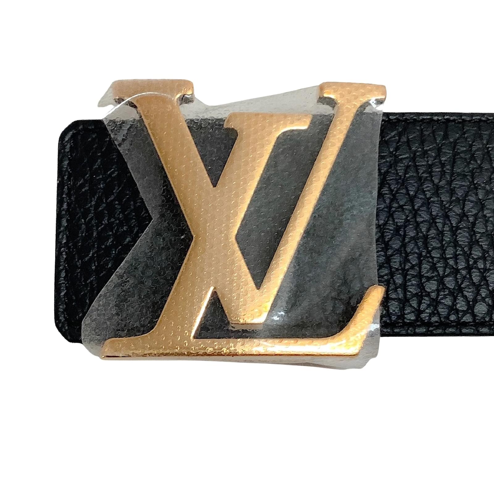 Cintura Louis Vuitton con iniziali LV nera opaca 40MM Grigio