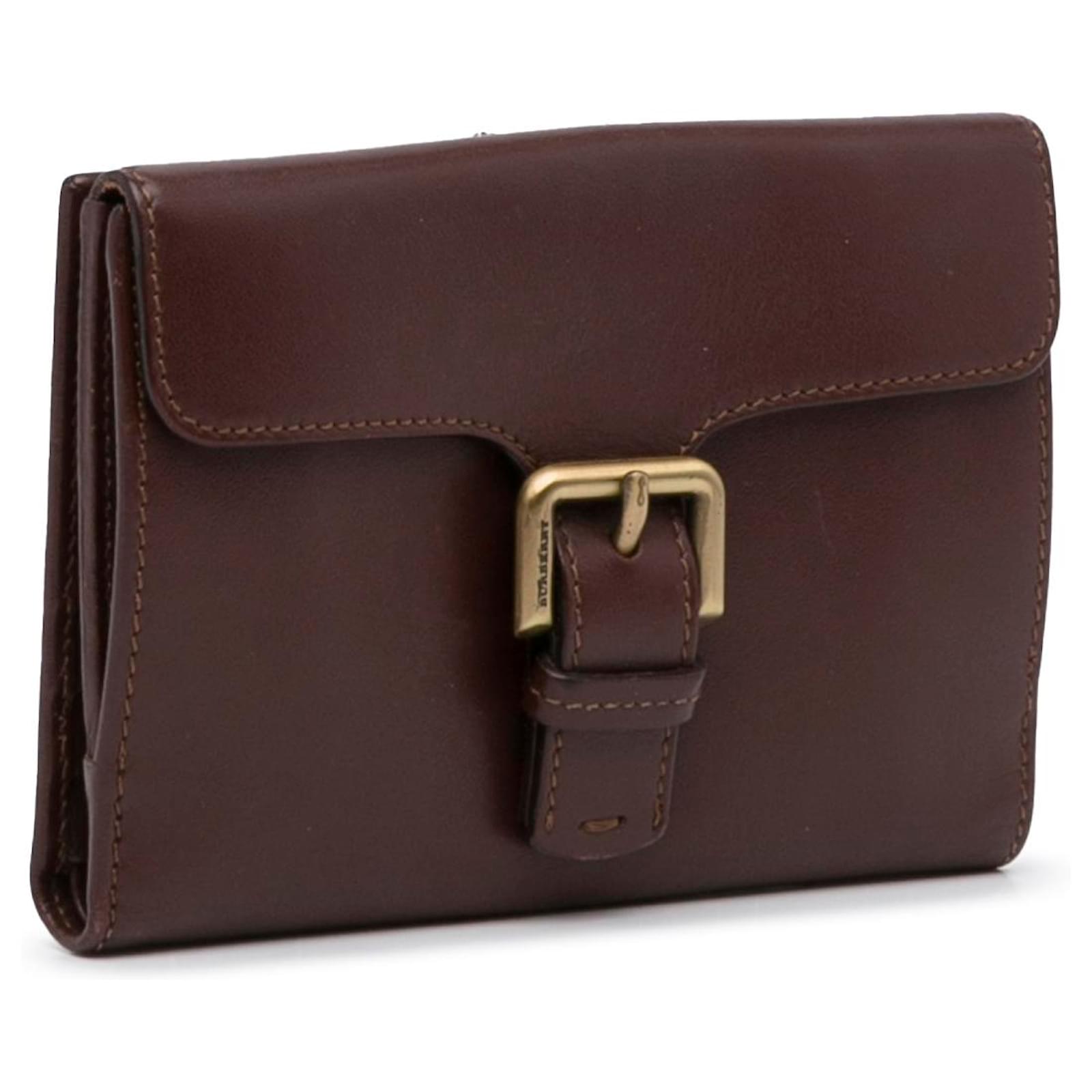 Burberry Brown Bifold Leather Wallet Dark brown Pony-style