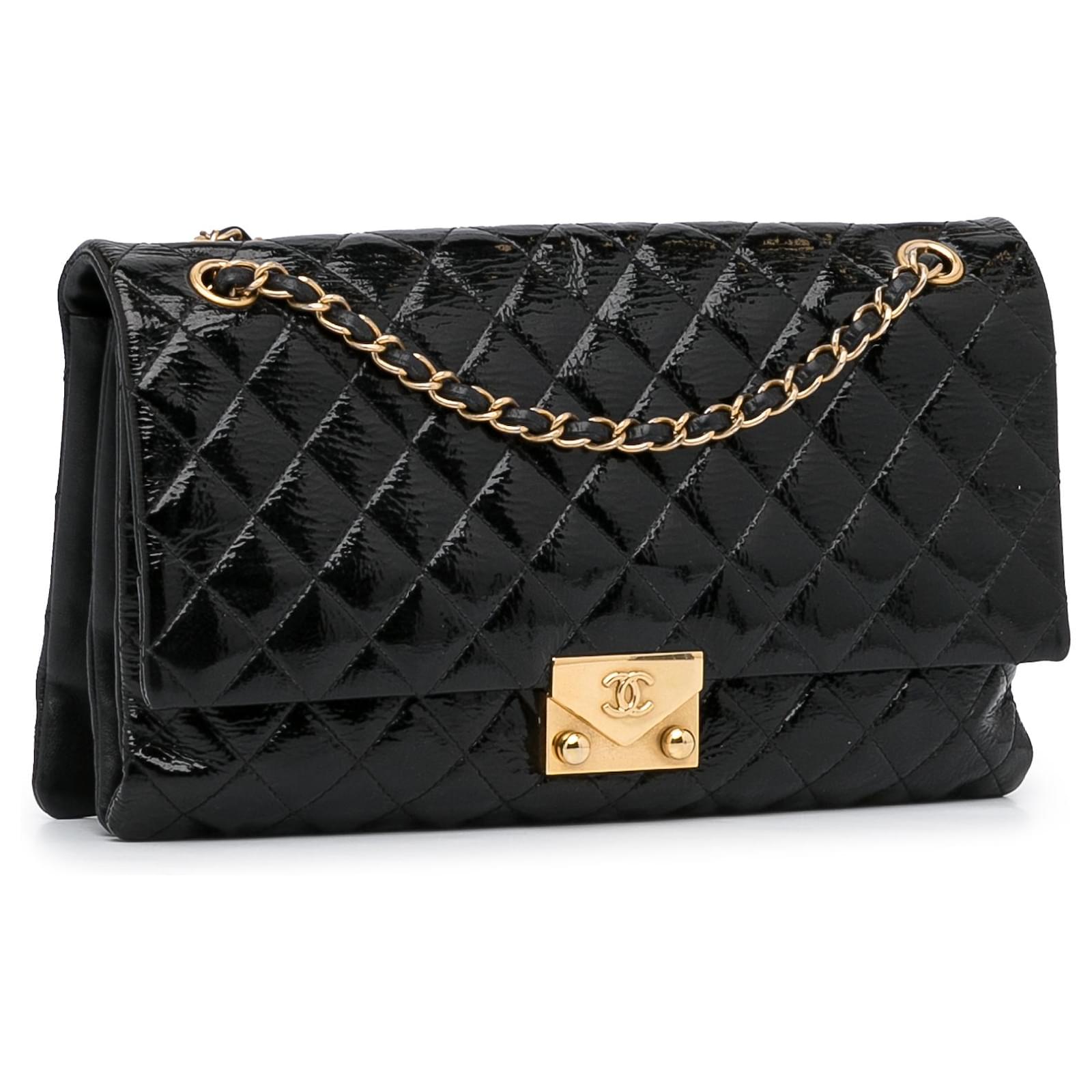 Chanel Black Pagoda Accordion Flap Bag Leather Patent leather ref