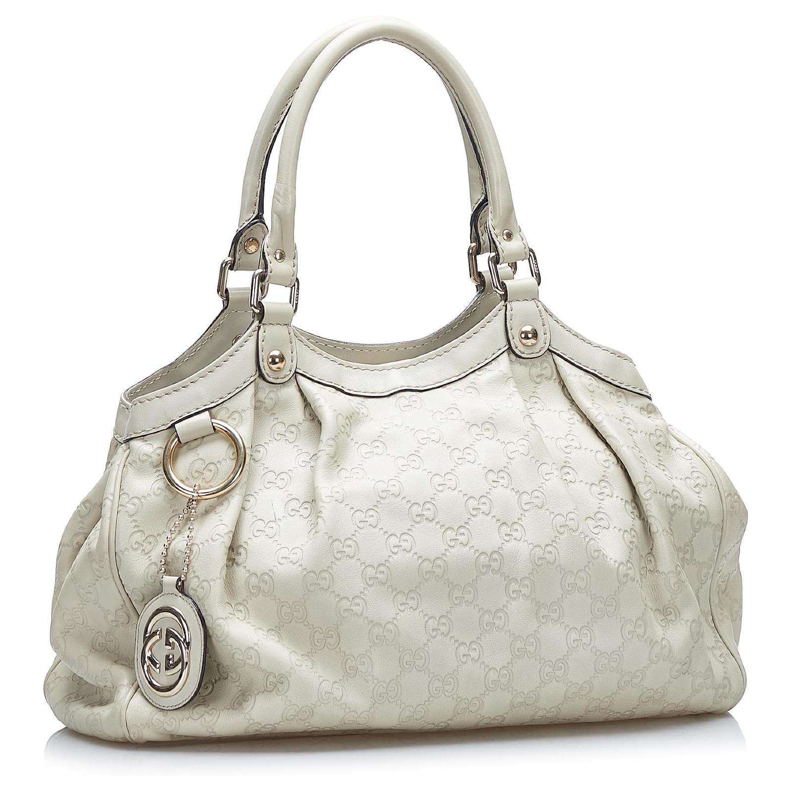 GUCCI GUCCISSIMA Sukey 211944 Medium Leather Tote Handbag Ivory