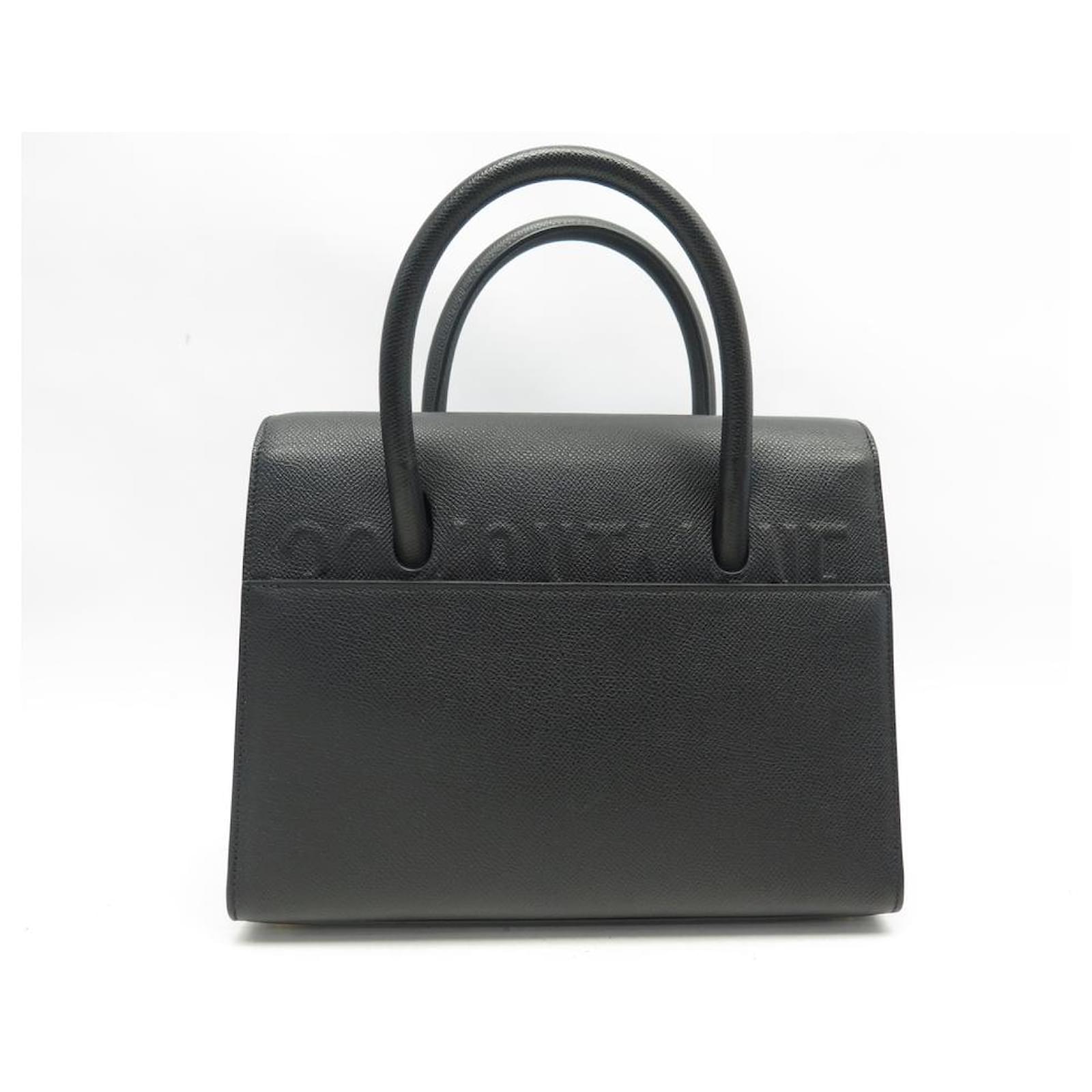 VINTAGE CHRISTIAN DIOR BESACE BAG IN BLACK GRAINED LEATHER