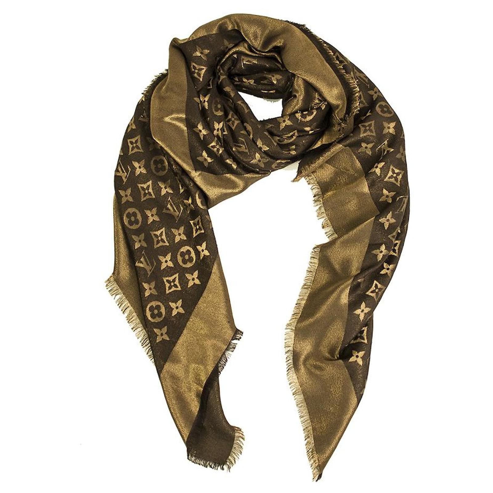 Louis Vuitton, Brown Shine Monogram Shawl Scarf/wrap
