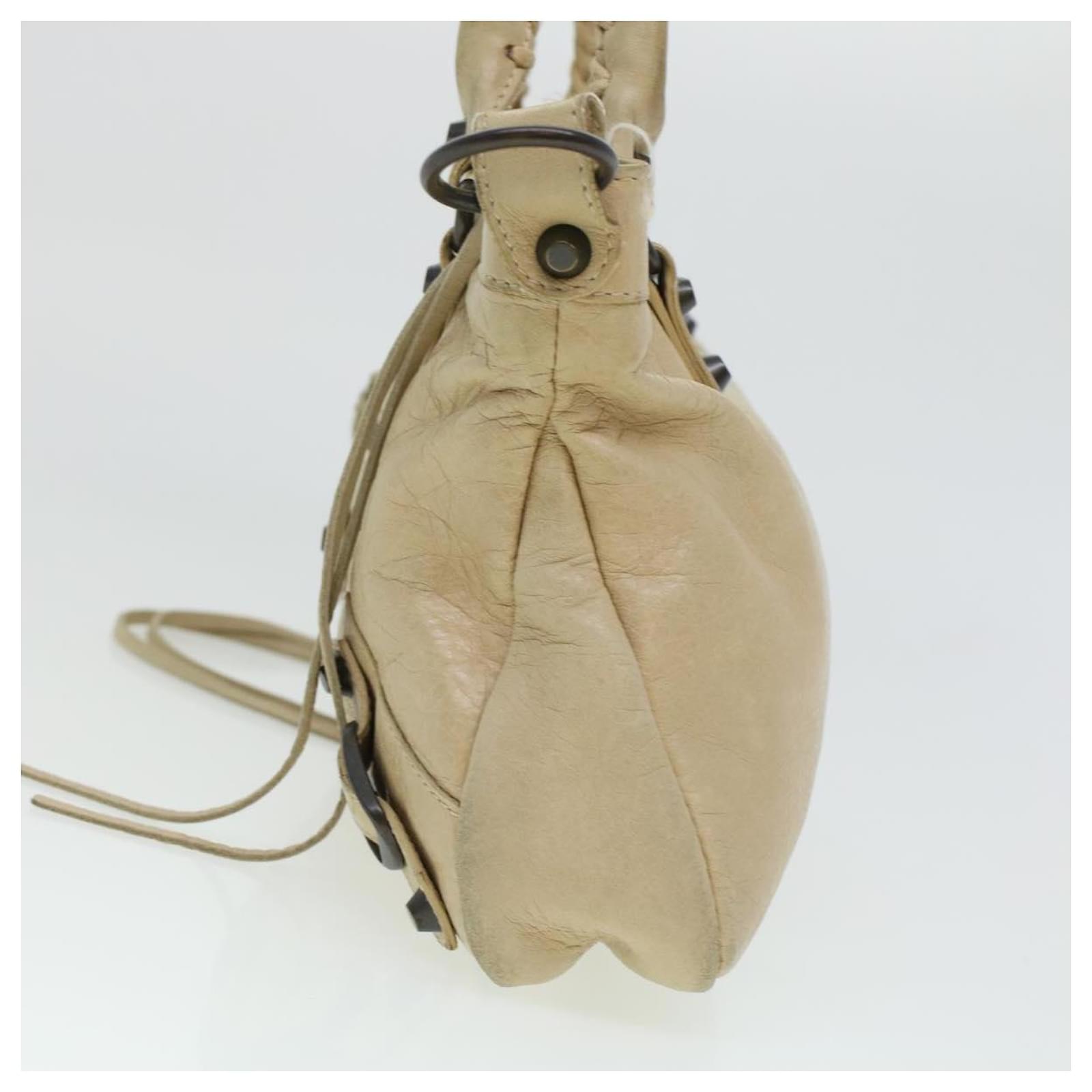 バッグ BALENCIAGA CITY THE FIRST 2WAY BAG BEIGE Buy Balenciaga Beige Leather Gunmetal Stud Classic First