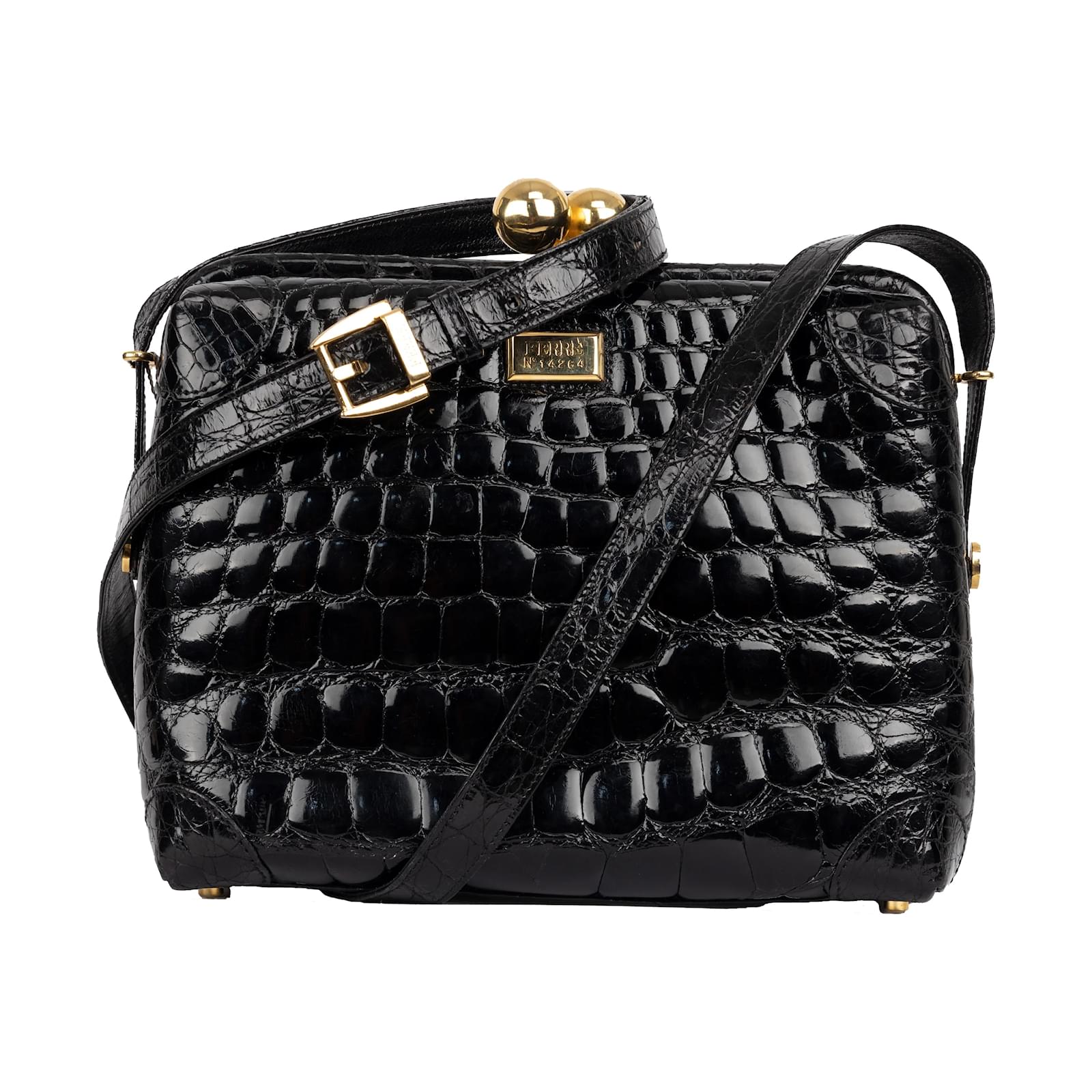 Gianfranco Ferr Exotic Leather Crossbody Bag Black ref.943885