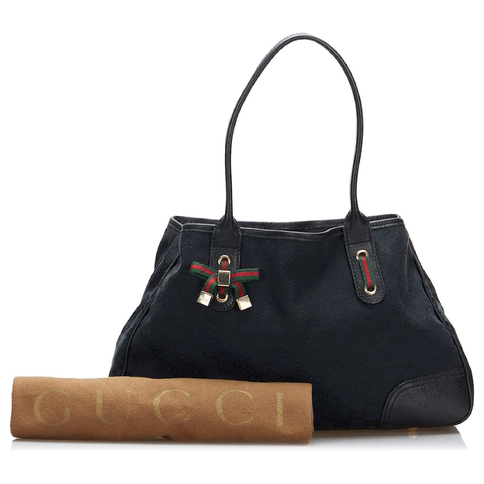 Gucci Black GG Canvas Princy Tote Leather Cloth Pony-style calfskin Cloth  ref.944489 - Joli Closet
