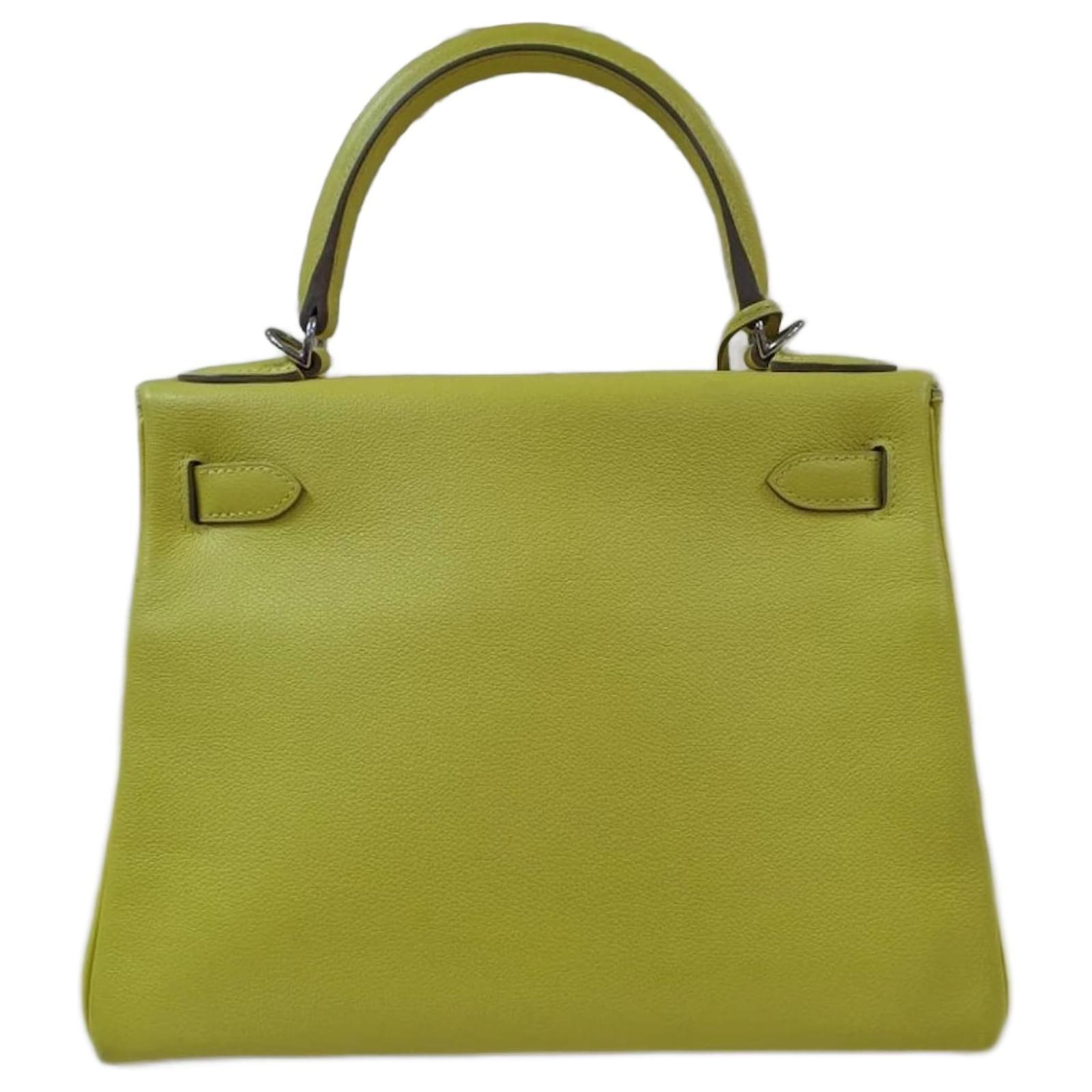 Hermès hermes kelly 28 Lime Leather Bag Olive green ref.944729