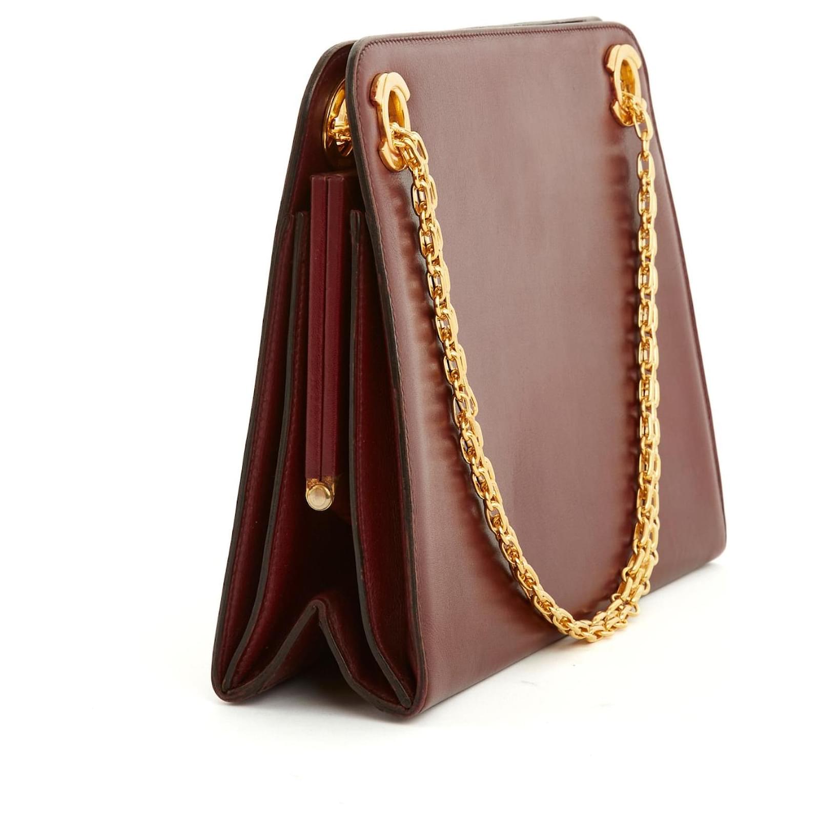 Vintage Gucci Burgundy Leather Handle Bag Circa 1980s