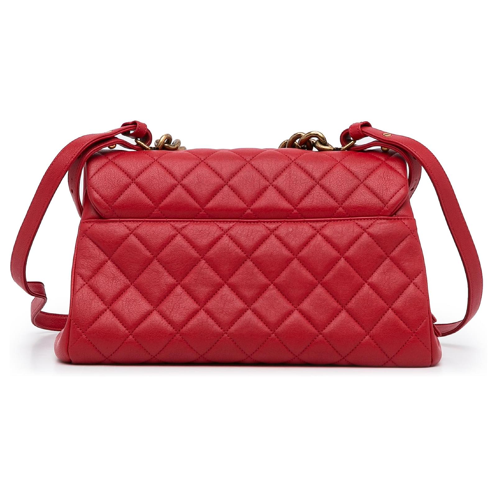 Chanel Red Large Paris Rome Calfskin Trapezio Bag