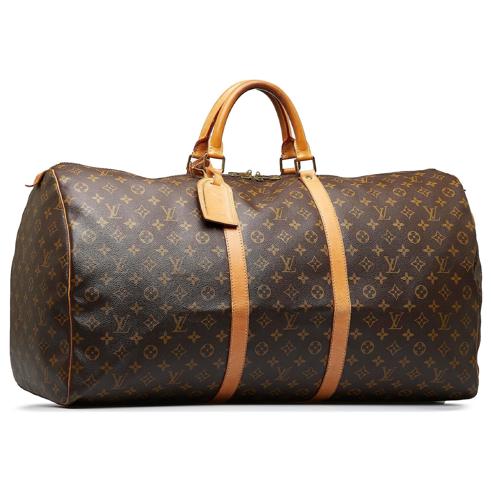 Louis Vuitton Brown Monogram Keepall 60 Leather Cloth ref.942868