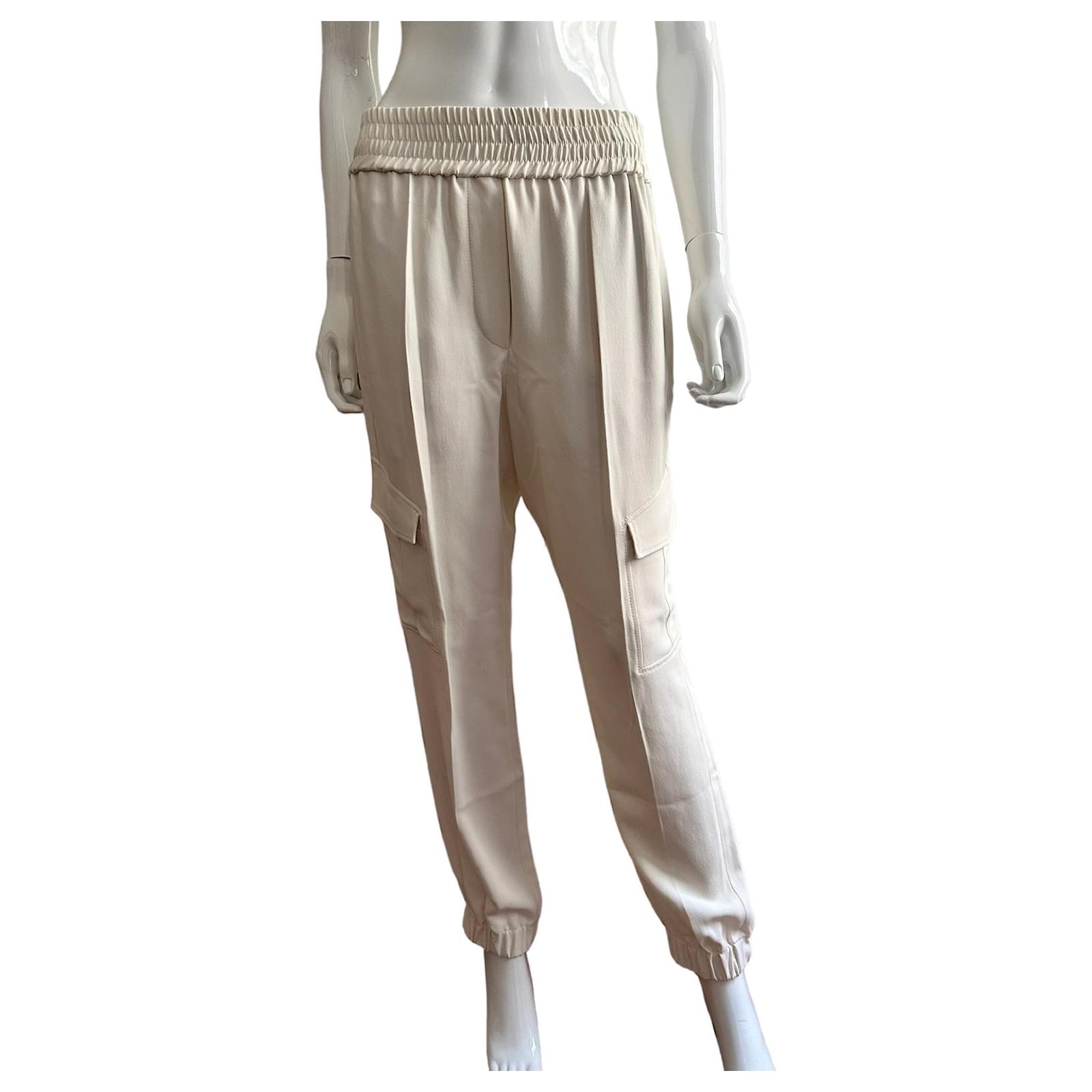 Brunello Cucinelli Ivory sill crepe cargo trousers Cream Silk ref.945730 -  Joli Closet