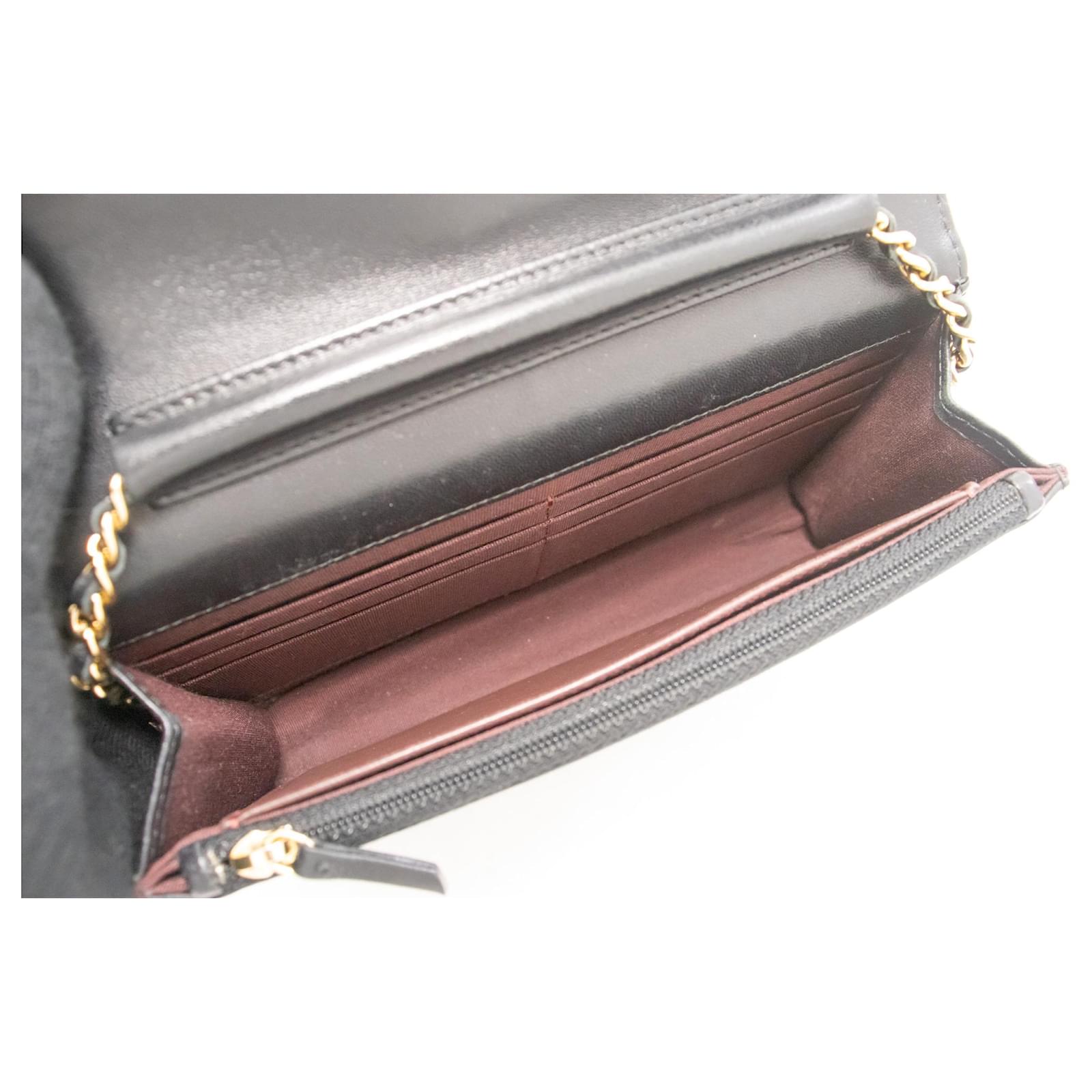 CHANEL Black Classic Wallet On Chain WOC Shoulder Bag Crossbody Leather  ref.945854 - Joli Closet