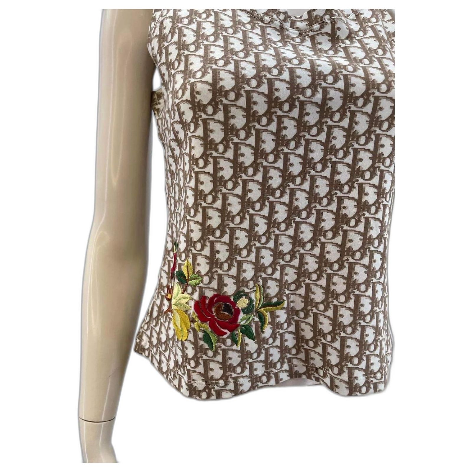Christian Dior monogram logo oblique trotter tank top Brown White 