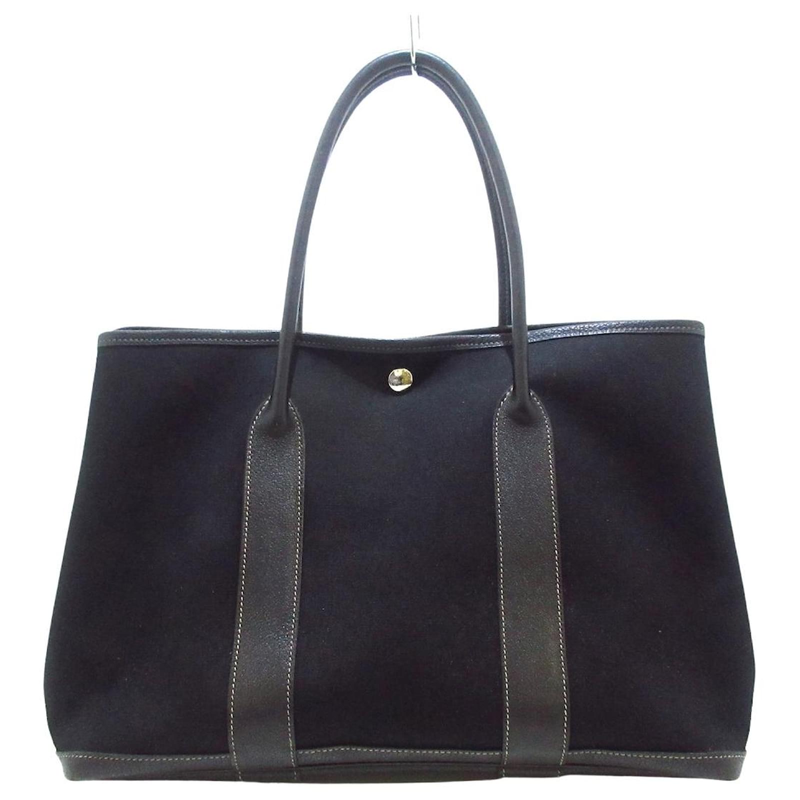 Hermes Garden Party Bag Canvas In Black