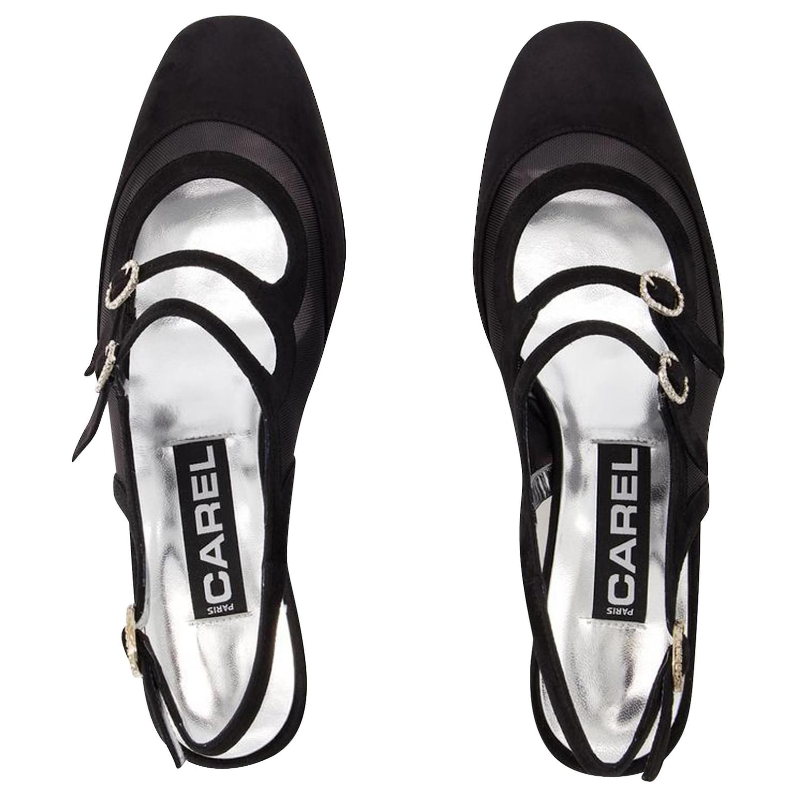 【関税込み】Peach Night Pumps - Carel - Black - Velvet Peach Night Pumps - Carel - Black - Velvet Leather ref