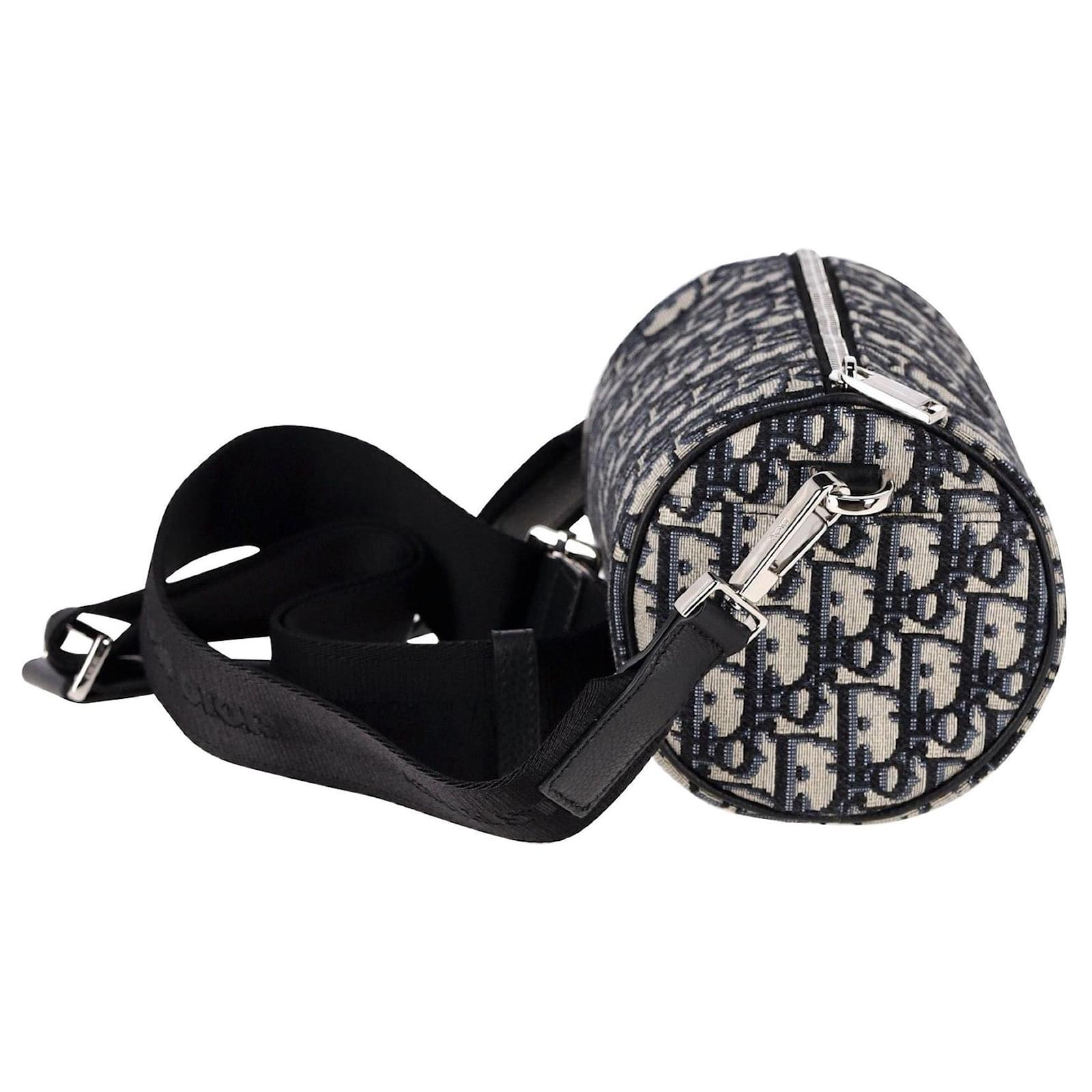 Dior Roller Messenger Bag in Beige and Black Oblique Jacquard Suede ref