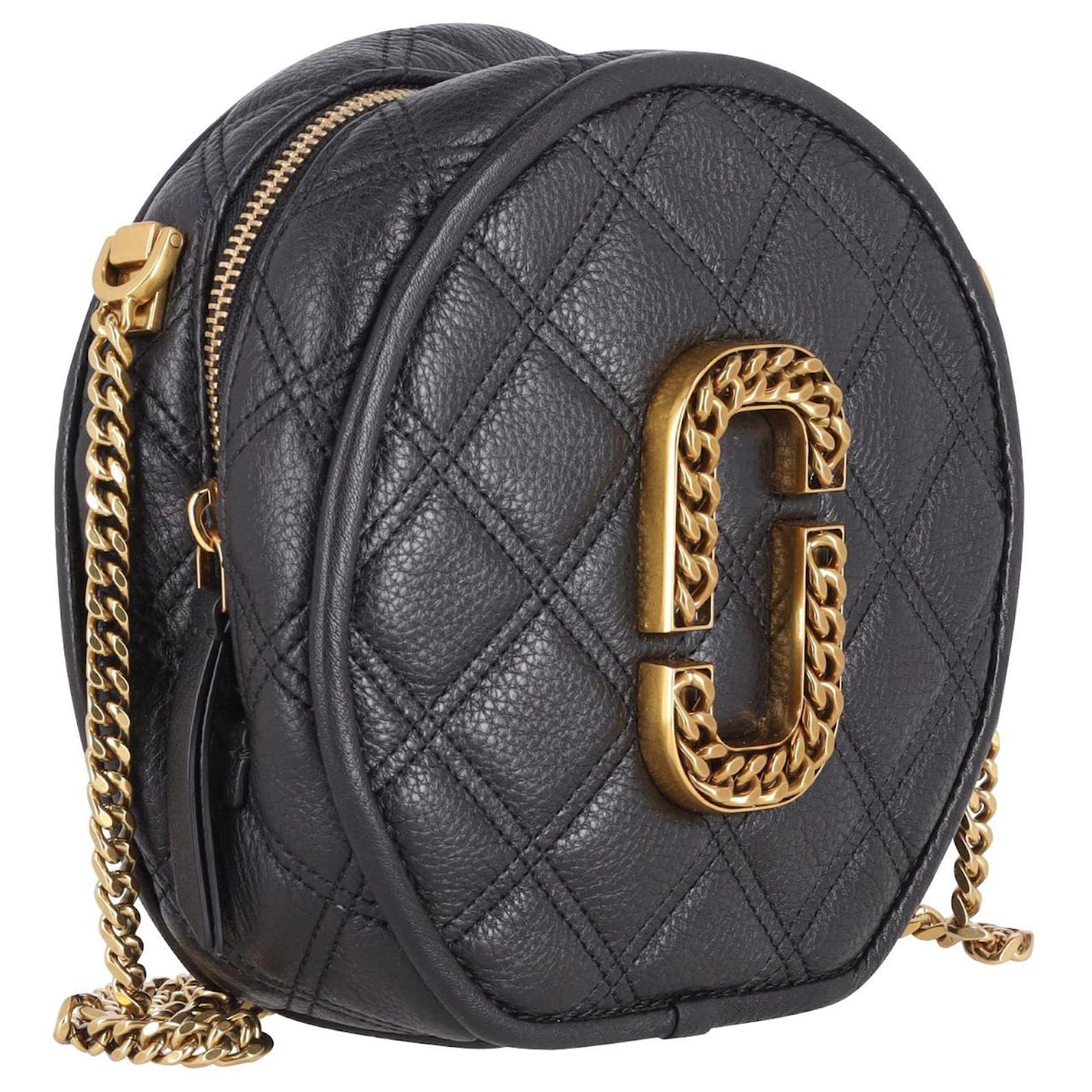 Marc Jacobs Status Quilted Round Crossbody Bag in Black Leather