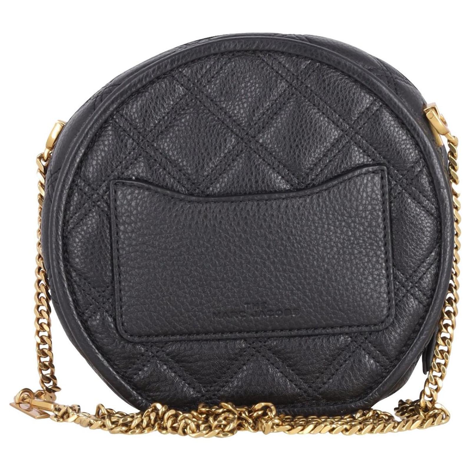 Marc Jacobs Status Quilted Round Crossbody Bag in Black Leather