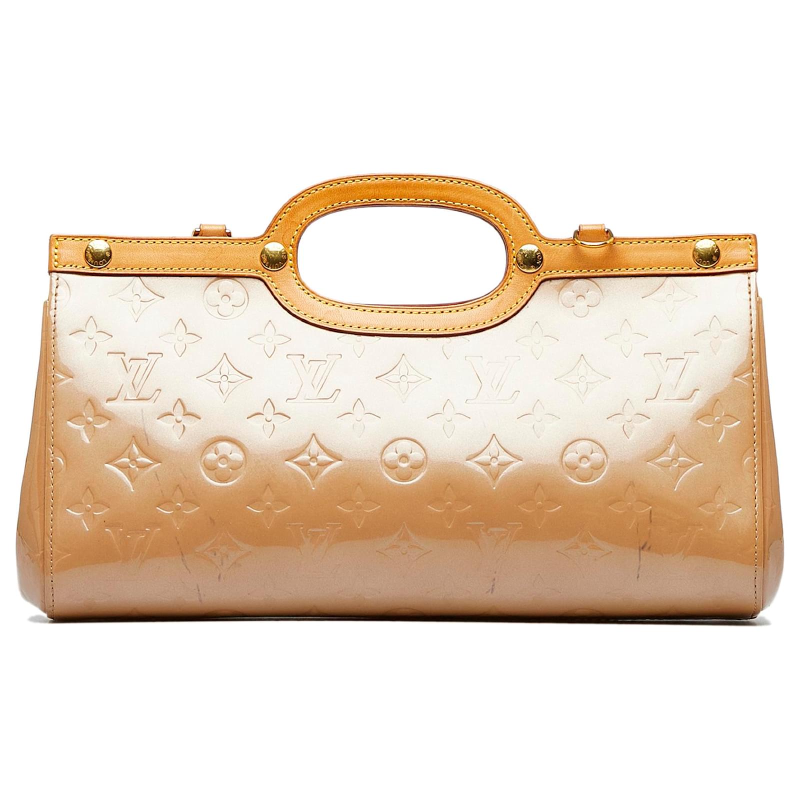 Louis Vuitton Brown Monogram Vernis Roxbury Drive Beige Leather