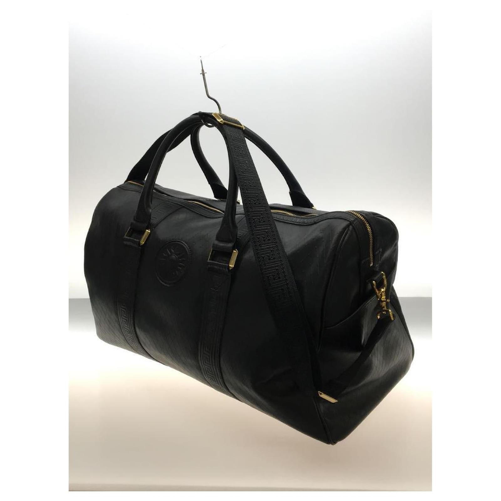 **Gianni Versace Vintage Boston Bag Sun Black Leather ref.948150 - Joli ...