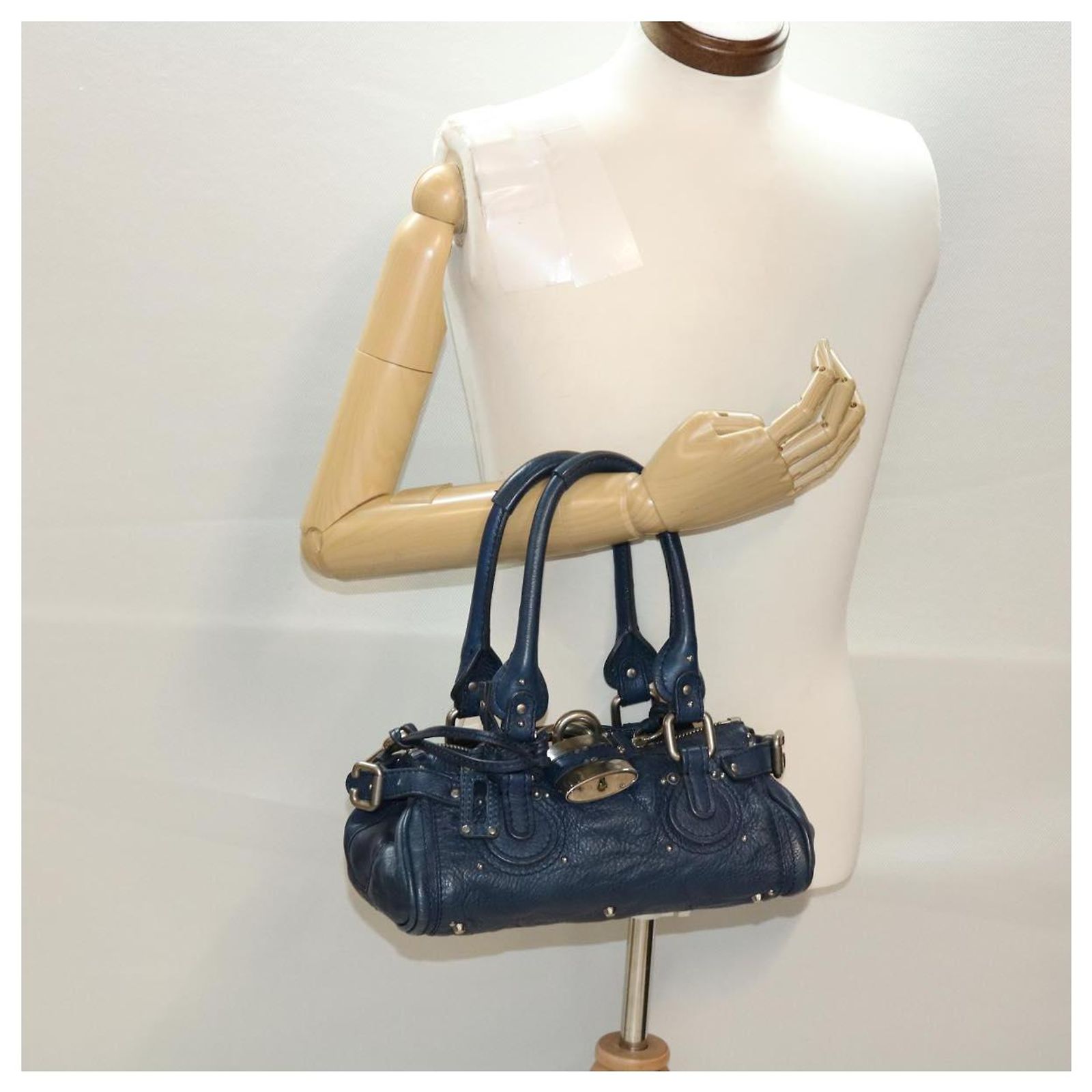 Chloé Chloe Paddington Hand Bag Leather Navy 04-06-51-5191 Auth 