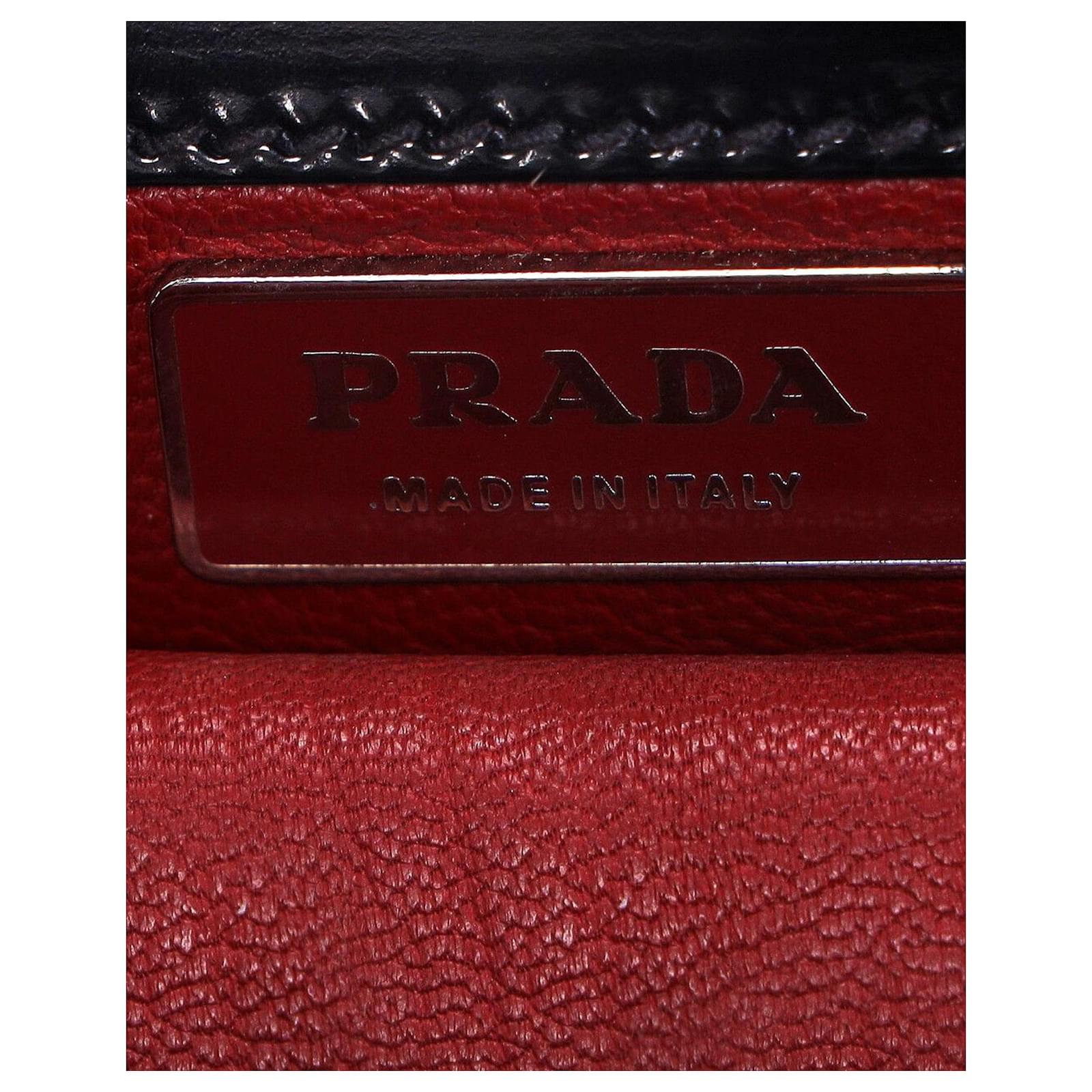 Prada Spazzolato Frame Bag in Black Patent Leather ref.948975 
