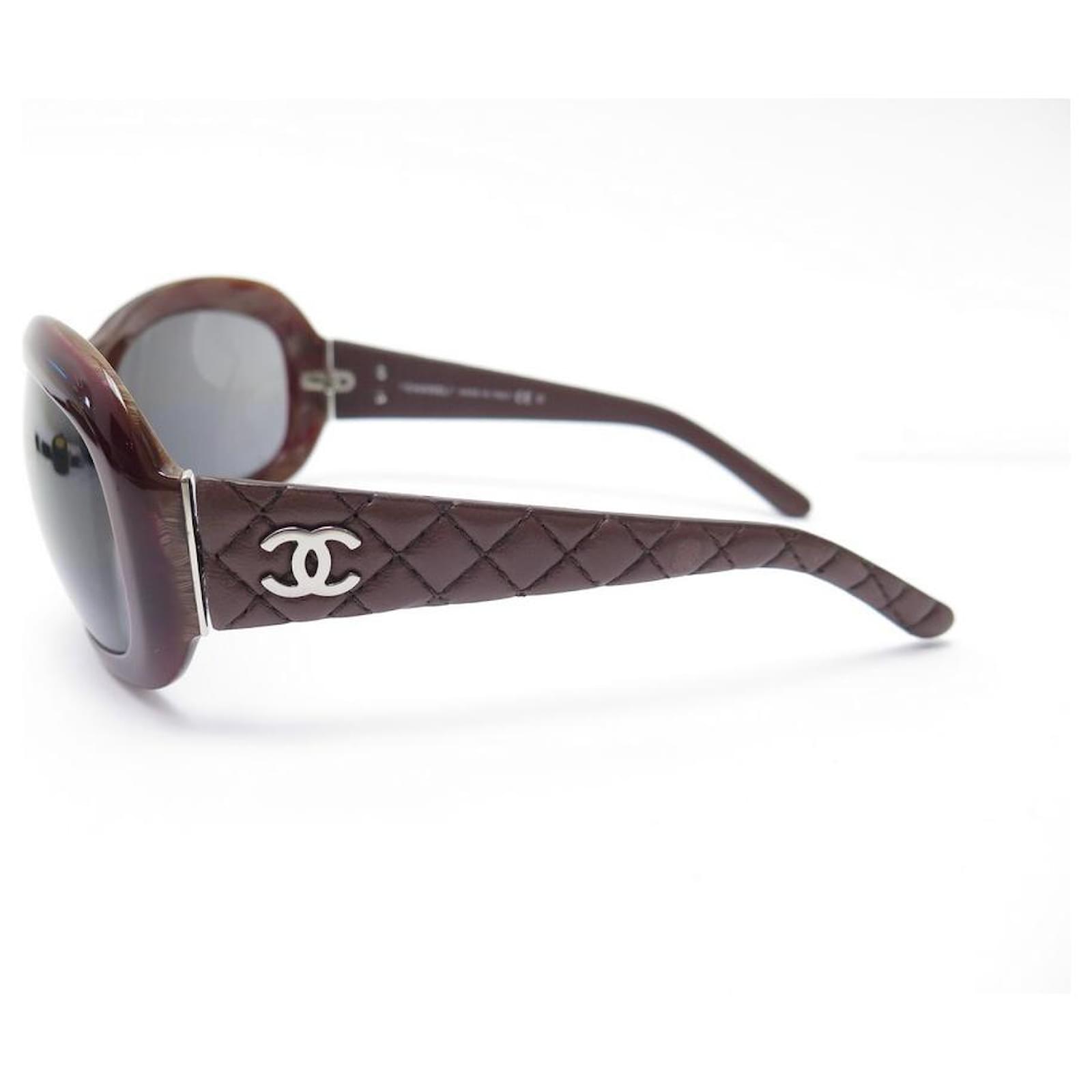 CHANEL Metallic Quilted CC Sunglasses 4157-Q Brown 583947