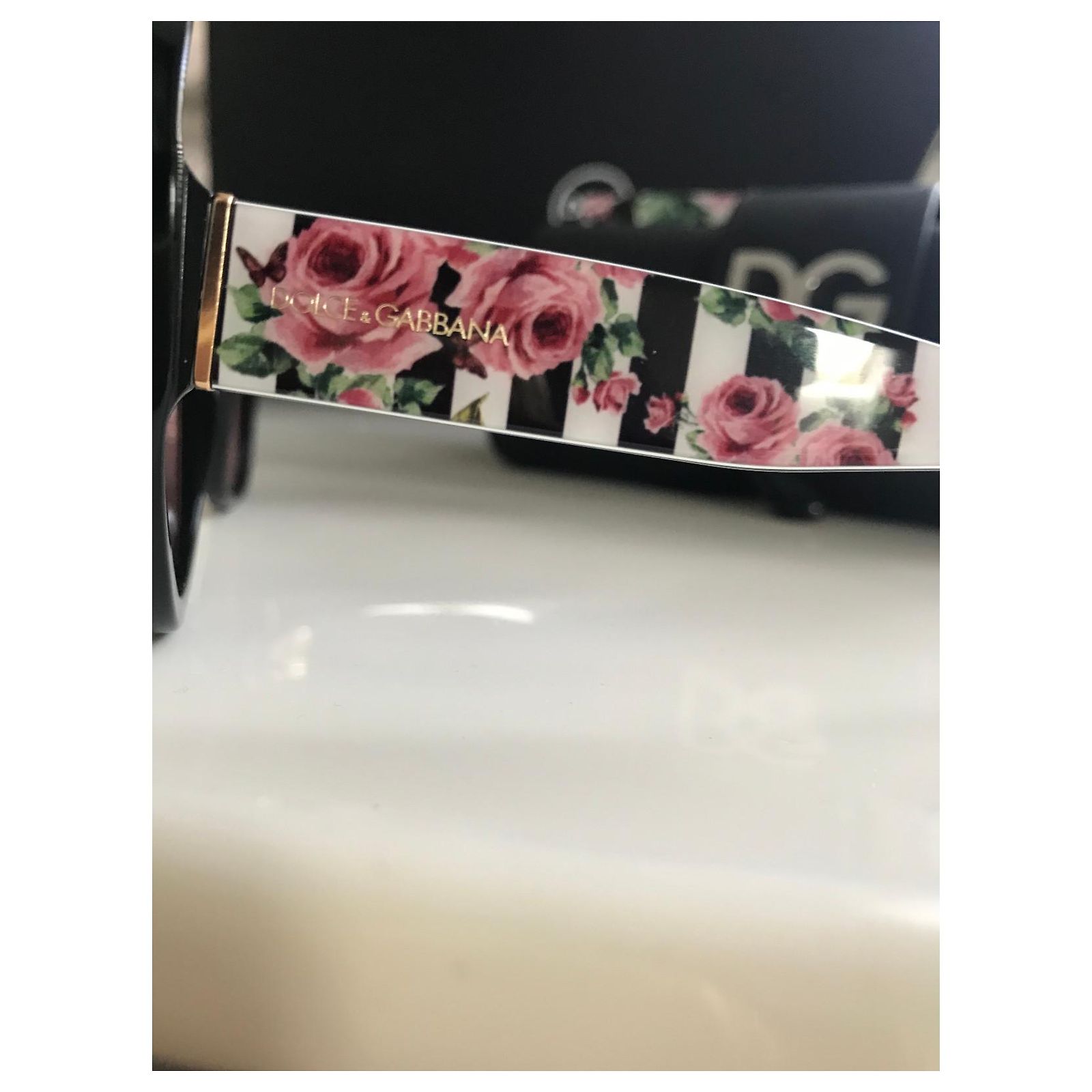 Dolce & Gabbana Butterfly Sunglasses With Stripes & Roses Print VG4438VP9U6_9V000_0.jpg main image 3