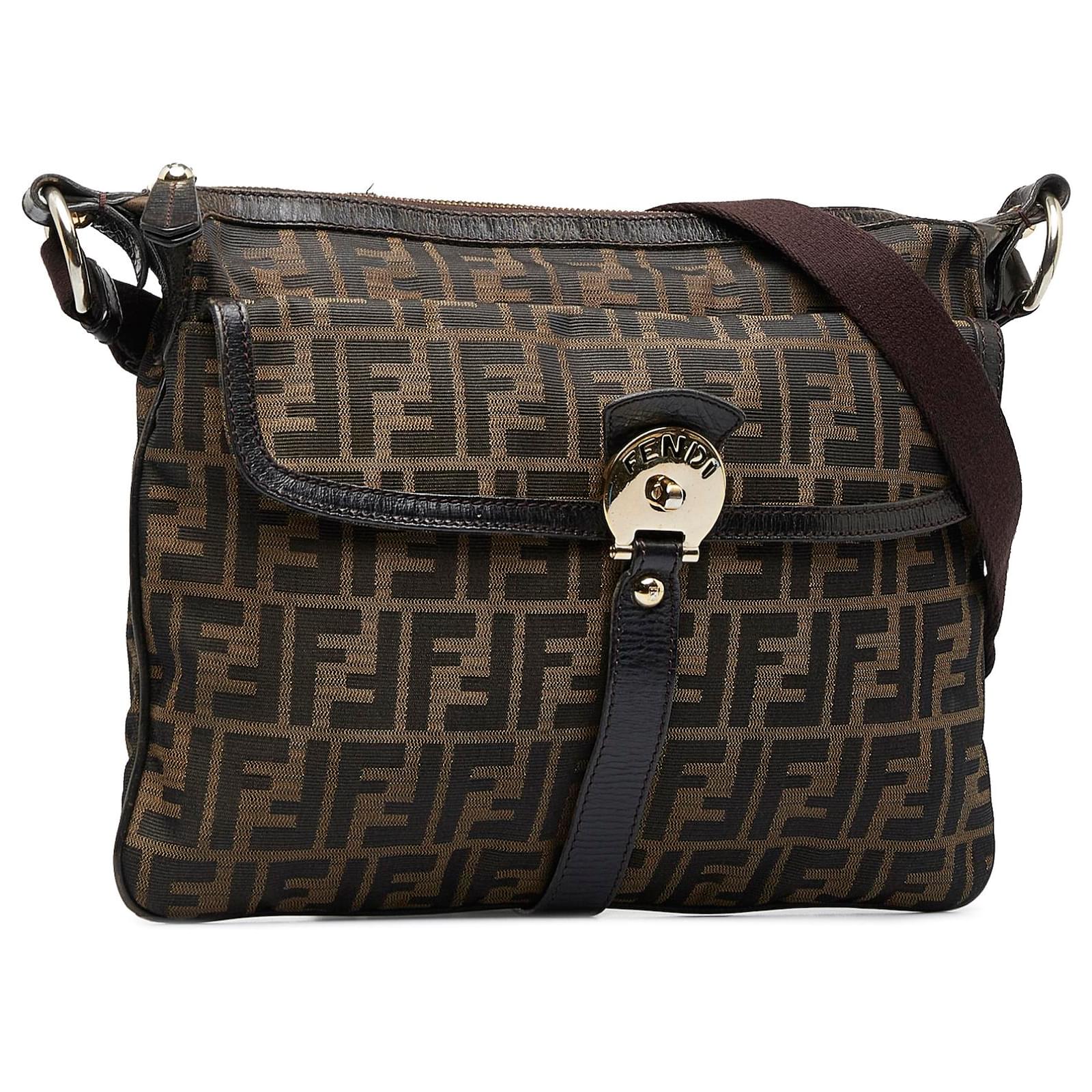 Brown Fendi Zucca Chef Zip Crossbody Bag