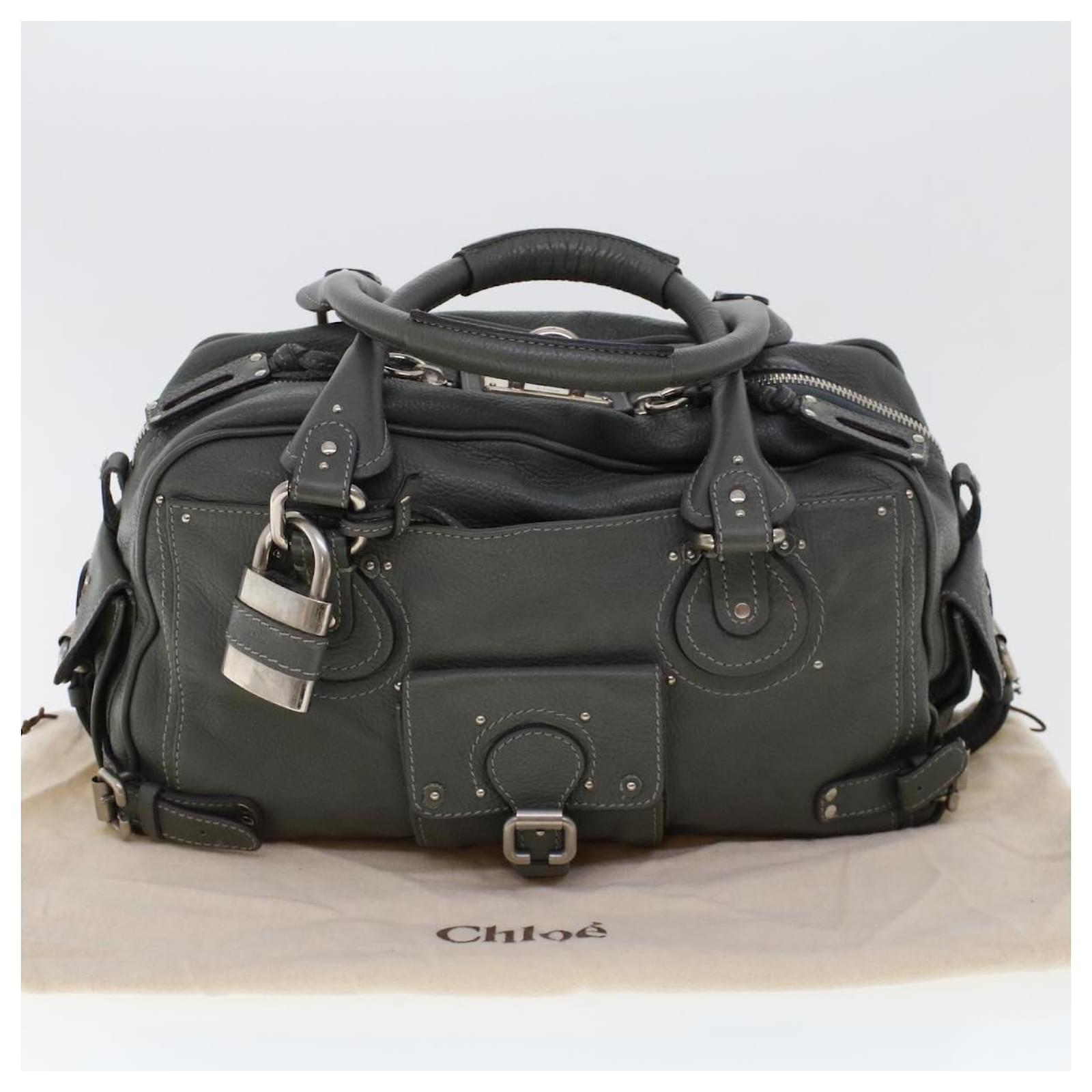 Chloé Chloe Paddington Shoulder Bag Leather Gray 03-06-53 Auth