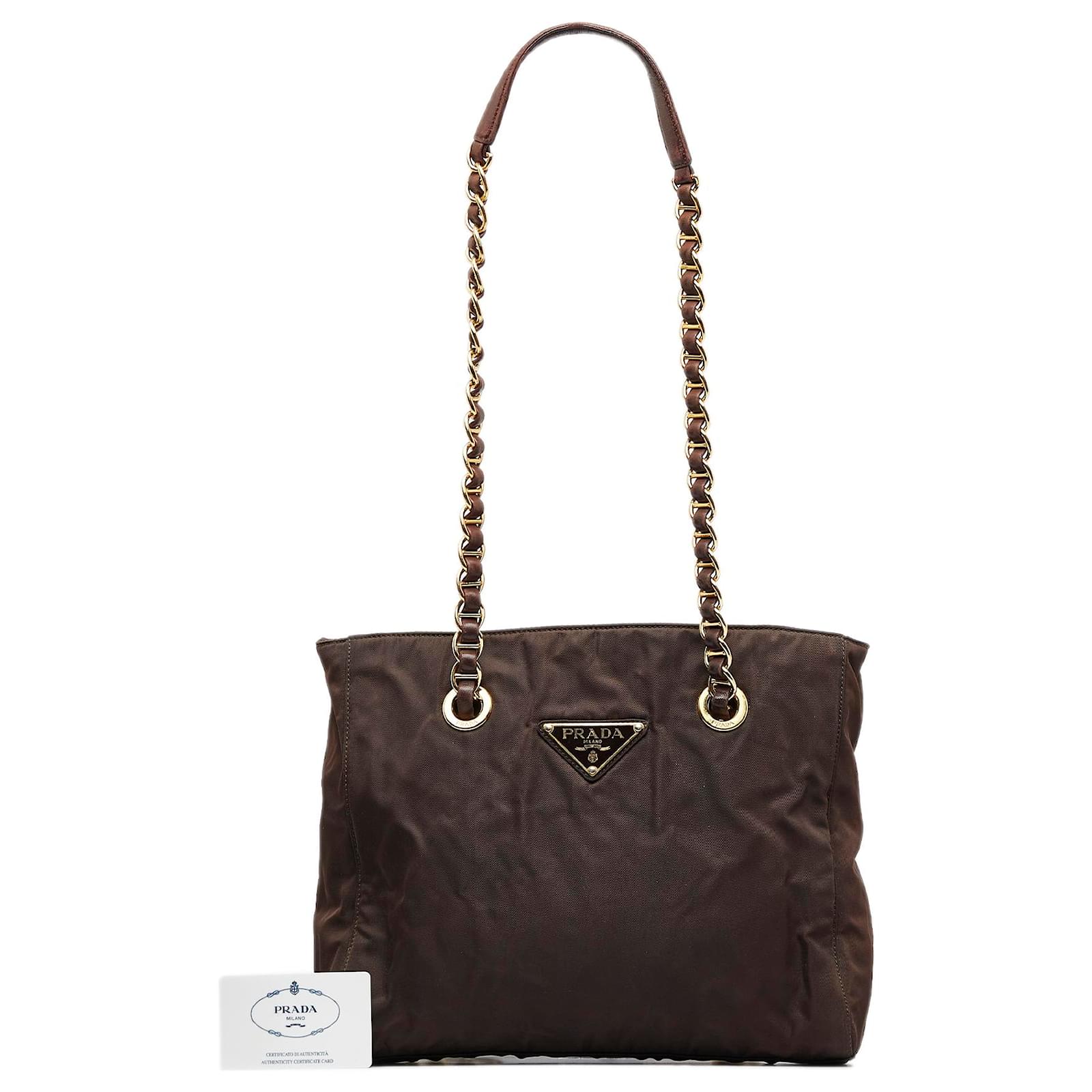 Prada Brown Tessuto Shoulder Bag Dark brown Nylon Cloth ref.951546