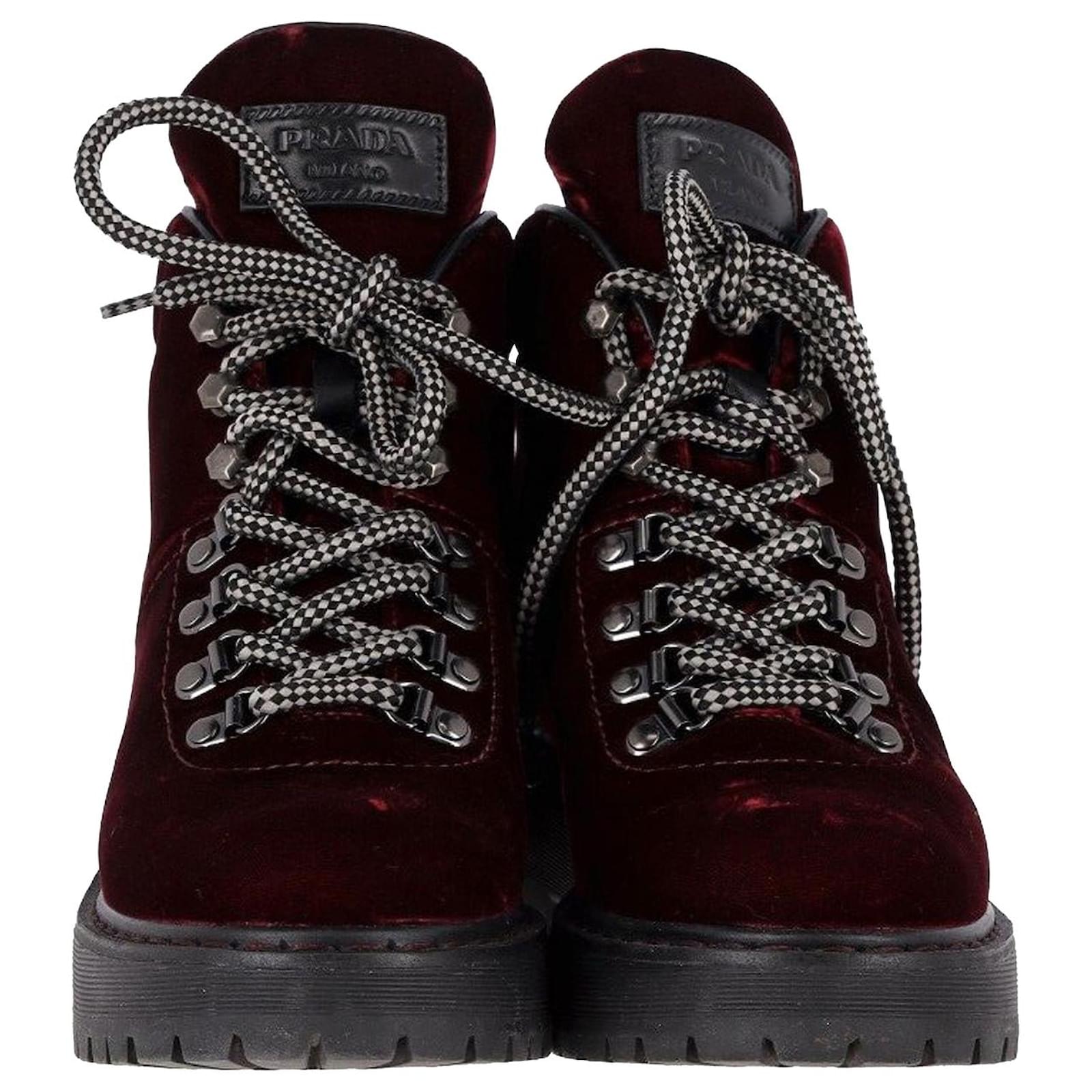 Prada velvet hot sale combat boots